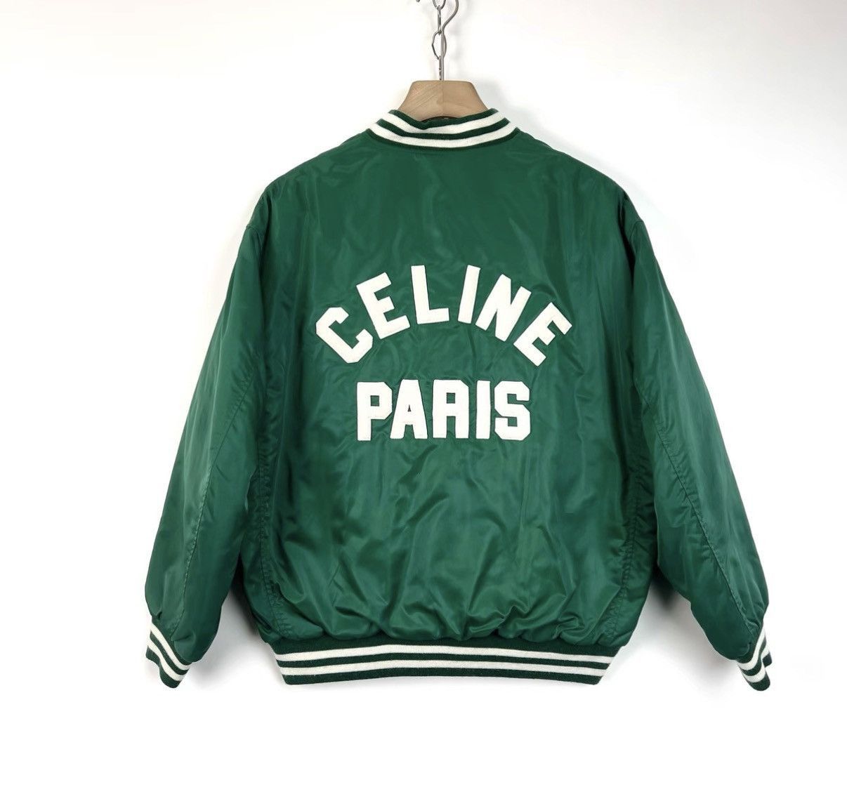 Celine Green Varsity Style Bomber Jacket Size US S / EU 44-46 / 1 - 2 Thumbnail