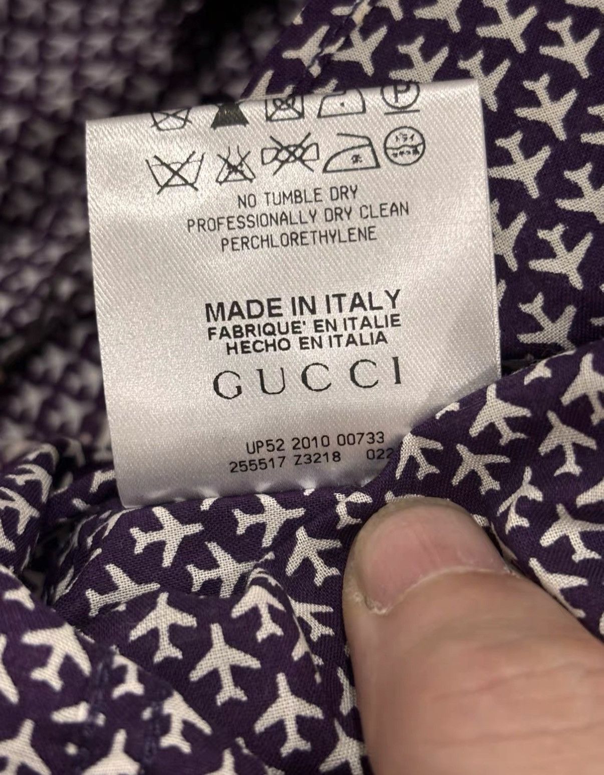 Gucci Purple Patterned Long-Sleeve Button-Up Shirt Size US M / EU 48-50 / 2 - 5 Thumbnail