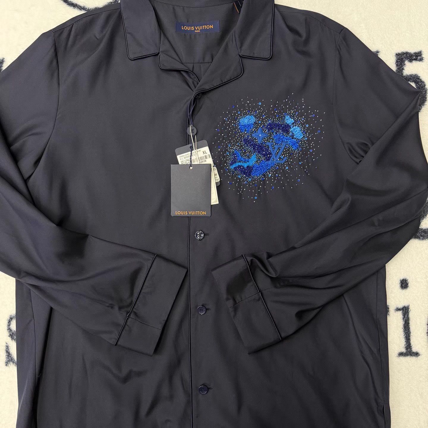 Louis Vuitton Blue Embroidered Long Sleeve Button-Up Shirt Size US XL / EU 56 / 4 - 2 Thumbnail