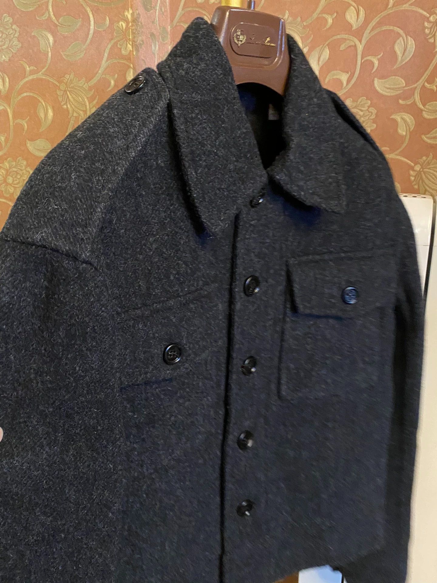 Burberry Black Short Wool Jacket with Button Front and Pockets Size US M / EU 48-50 / 2 - 4 Thumbnail