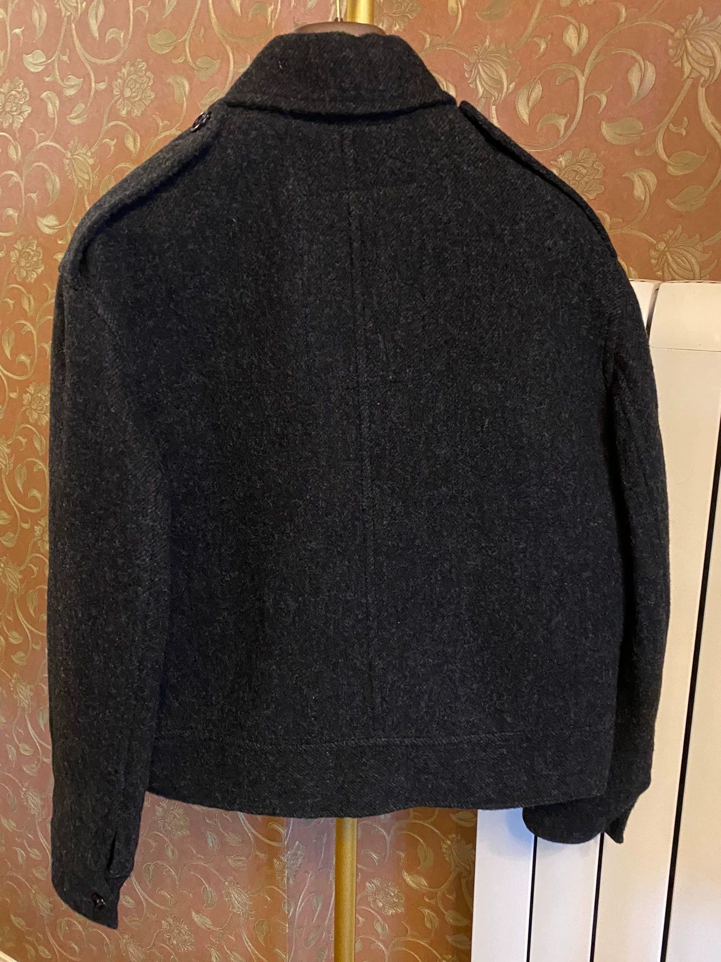 Burberry Black Short Wool Jacket with Button Front and Pockets Size US M / EU 48-50 / 2 - 3 Thumbnail