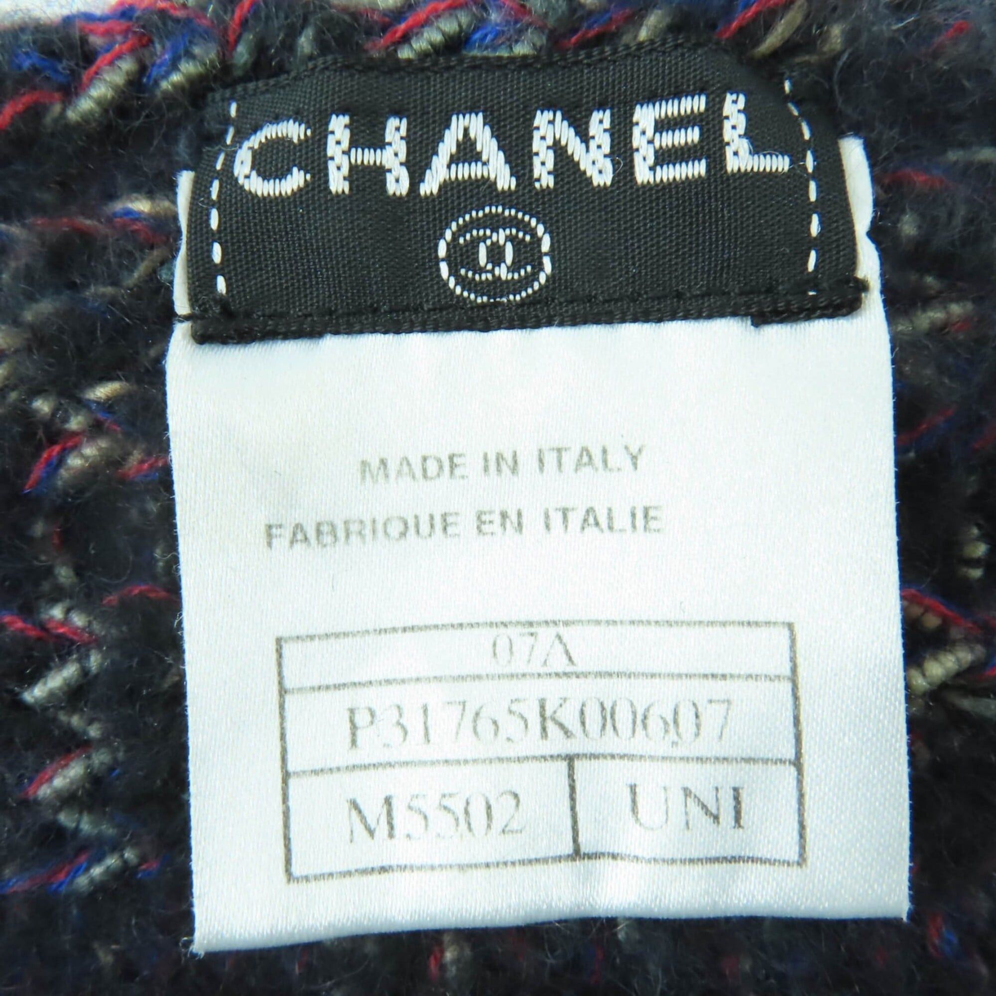 Chanel CHANEL 07A P31765K00607 Wool, Angora, Cashmere Blend, Coco Mark, Fringe Knit Scarf, Multicolor, Made in Italy, Women's Size ONE SIZE - 6 Thumbnail