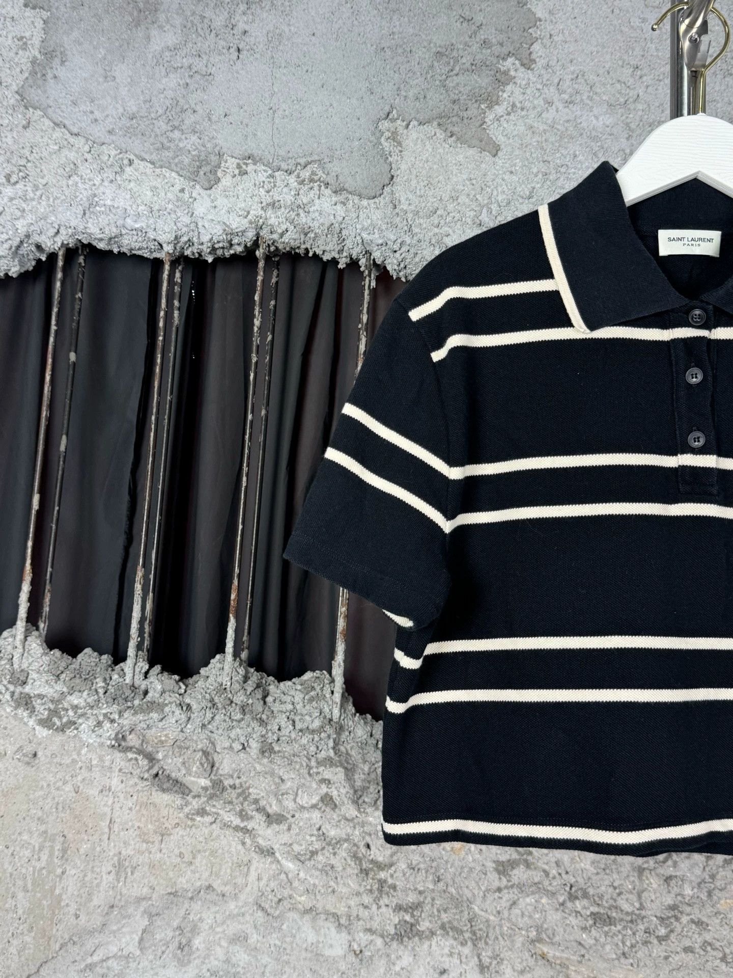 Saint Laurent Paris Striped Short-Sleeve Polo Shirt Size US M / EU 48-50 / 2 - 3 Thumbnail