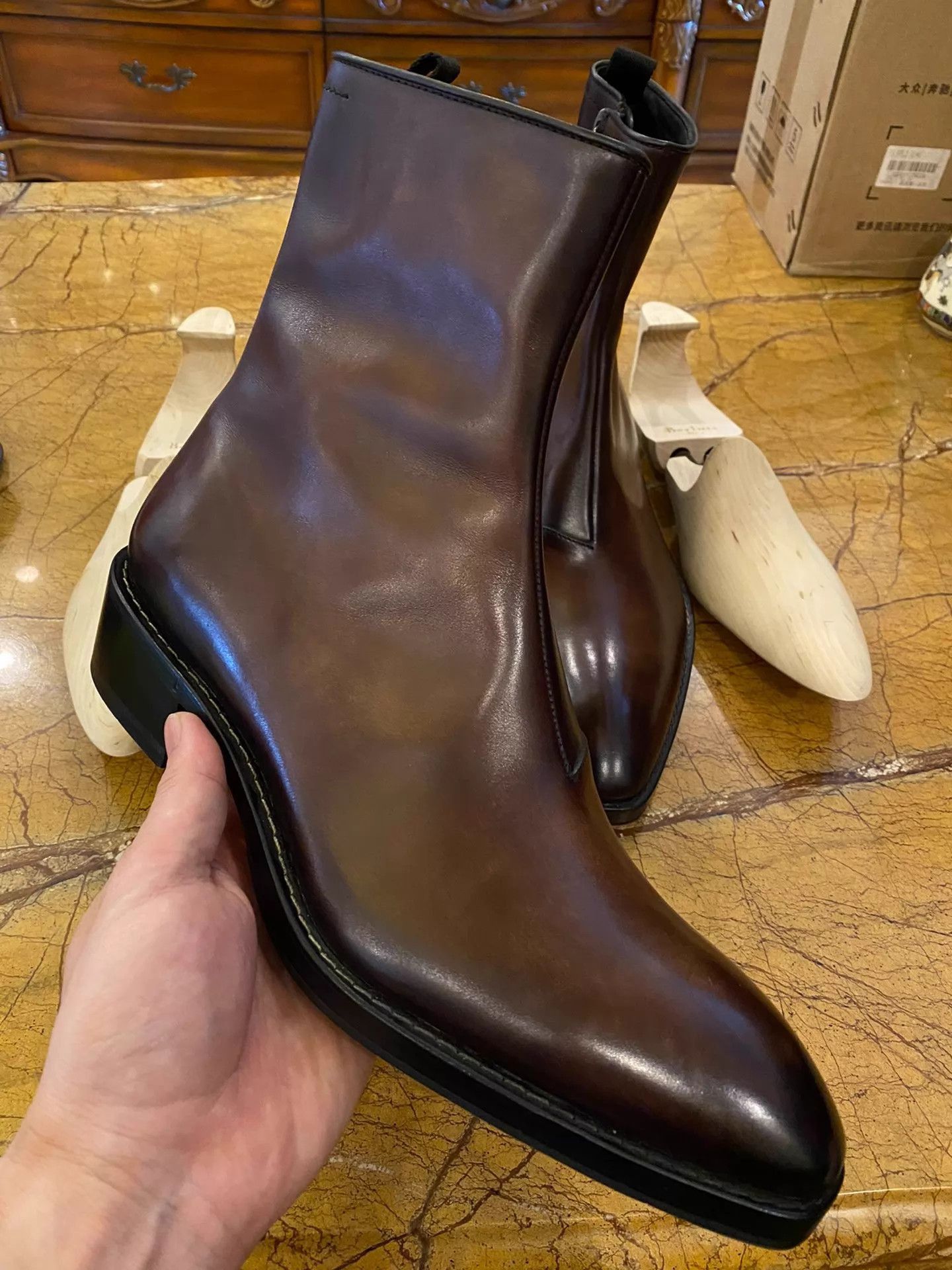 Berluti Brown Leather Ankle Boots Size 7.5 Size US 7.5 / EU 40-41 - 3 Thumbnail