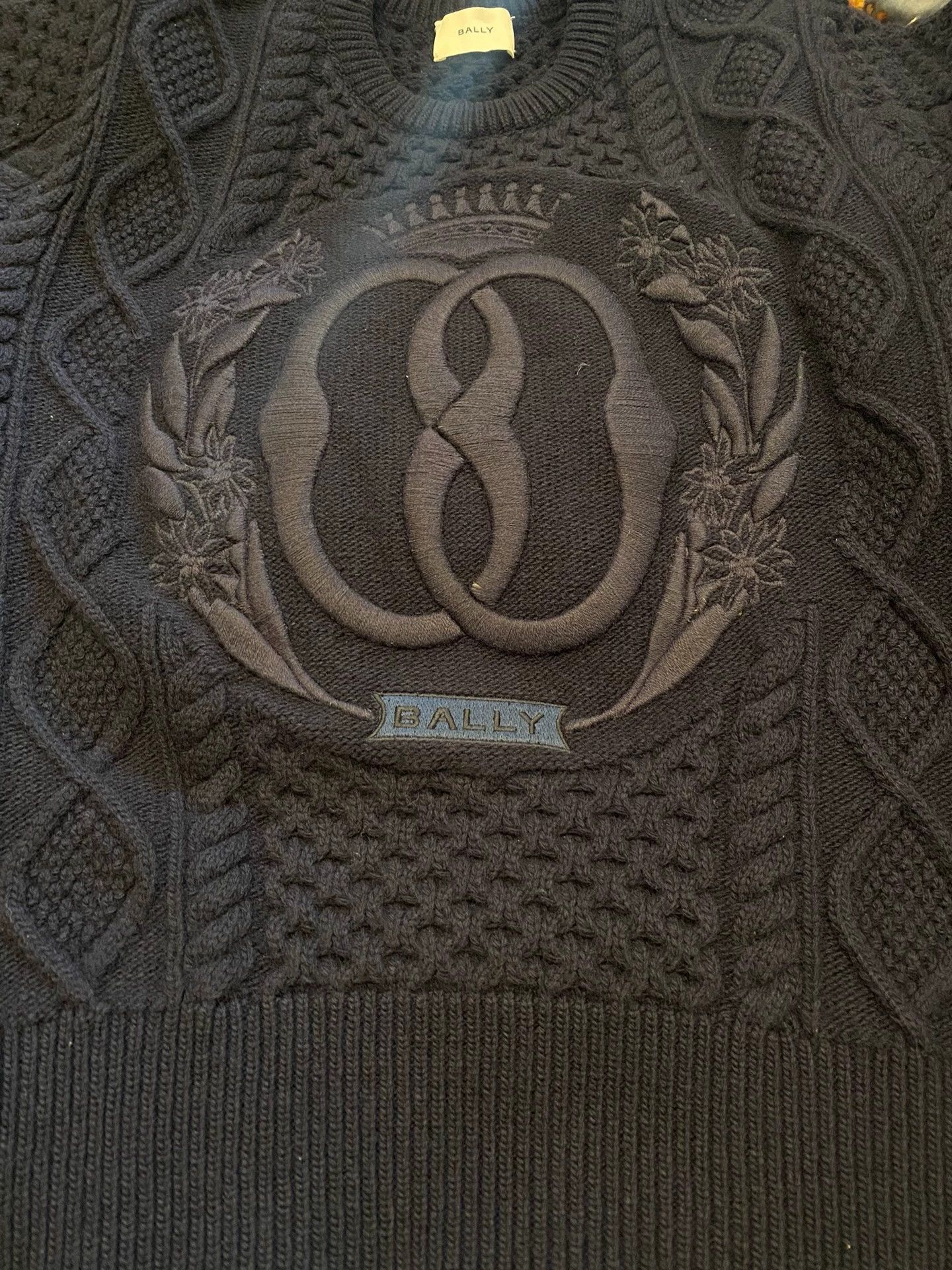 Bally Black Cable Knit Sweater with Embroidered Design Size US S / EU 44-46 / 1 - 6 Thumbnail