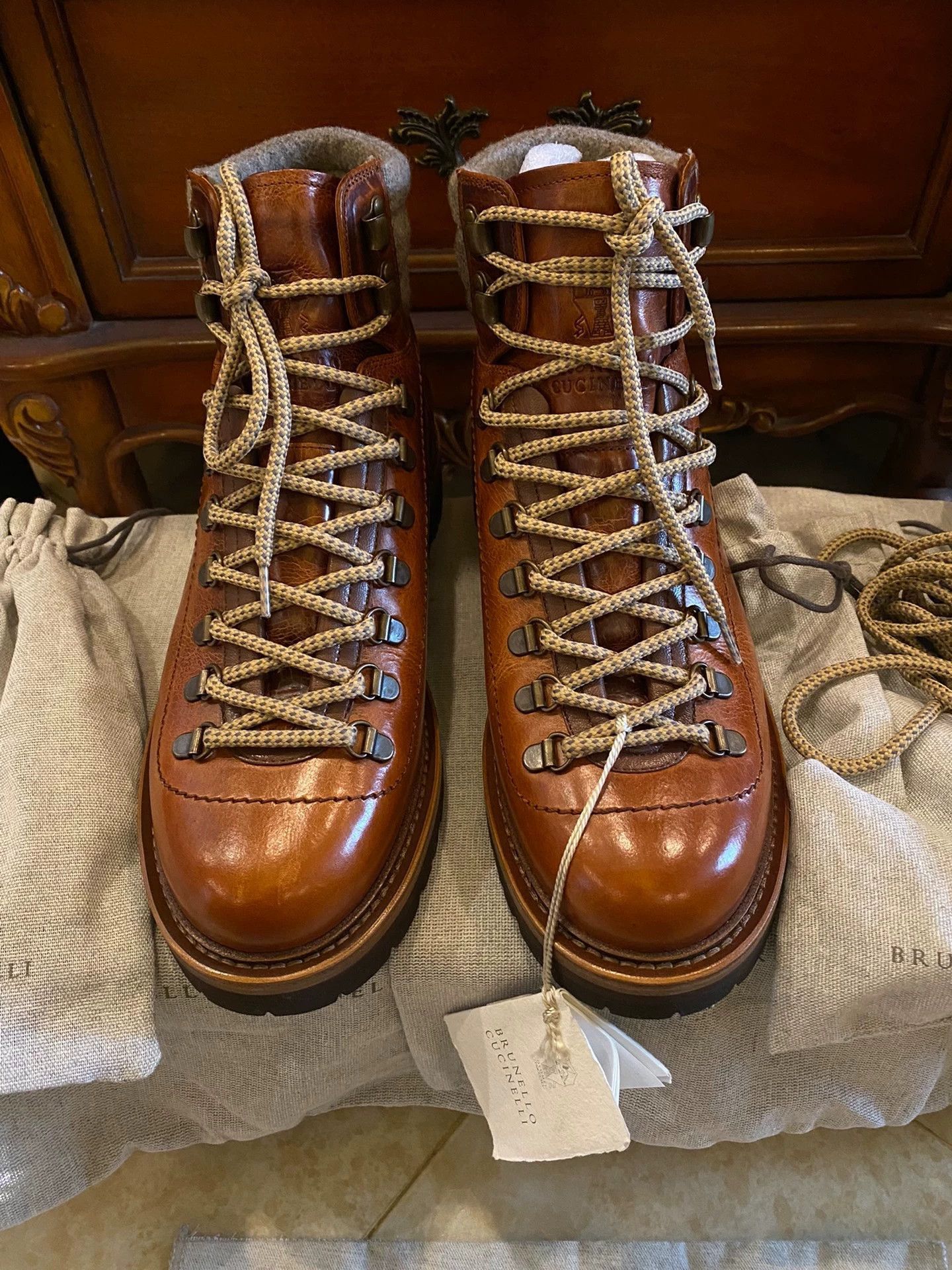 Brunello Cucinelli Brown Leather Hiking Boots Size 9 Size US 9 / EU 42 - 2 Thumbnail