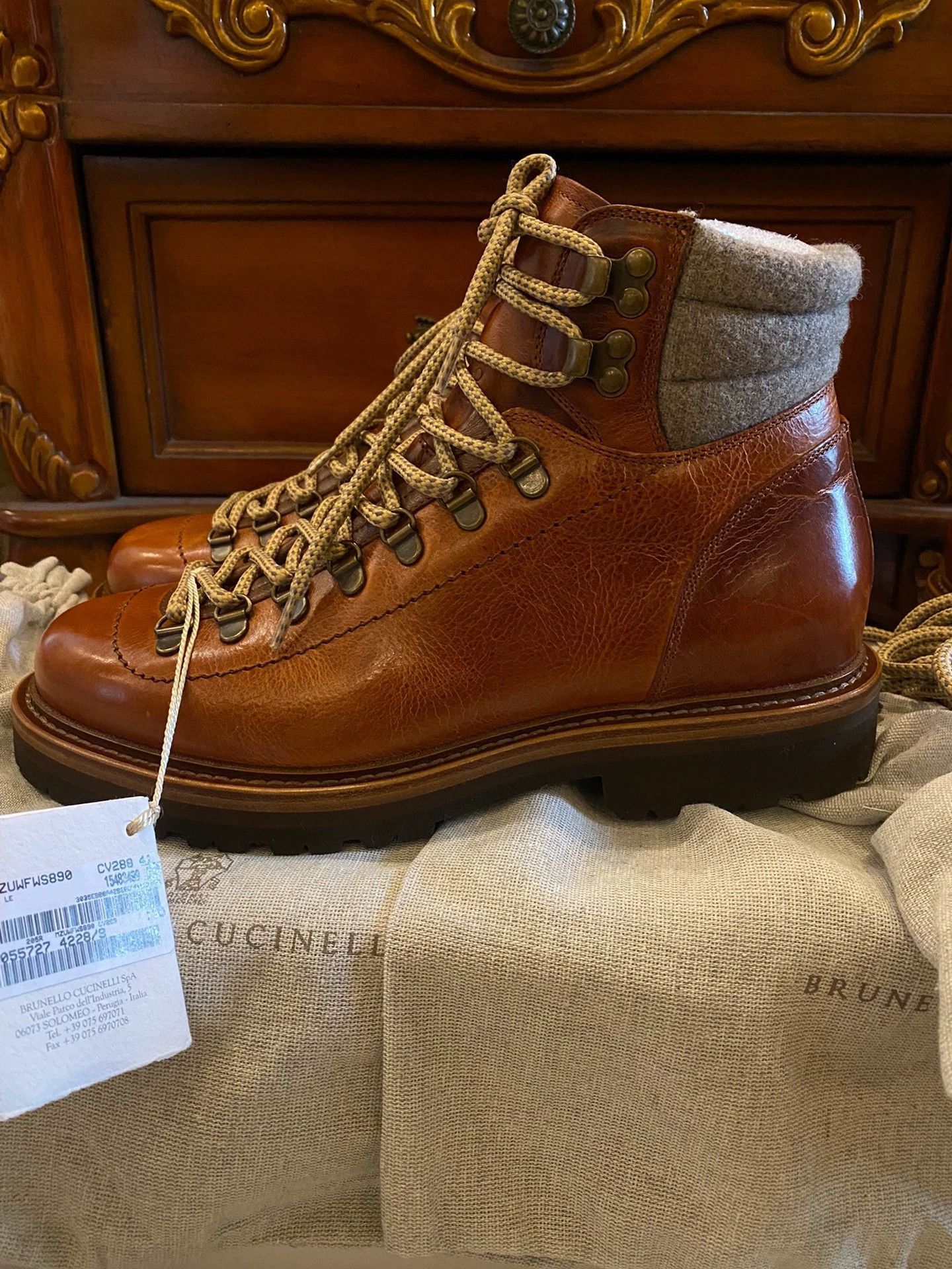 Brunello Cucinelli Brown Leather Hiking Boots Size 9 Size US 9 / EU 42 - 4 Thumbnail