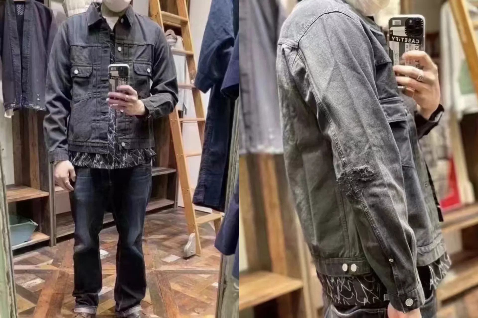 Visvim Black Denim Jacket with Button Front and Pockets Size US M / EU 48-50 / 2 - 9 Thumbnail
