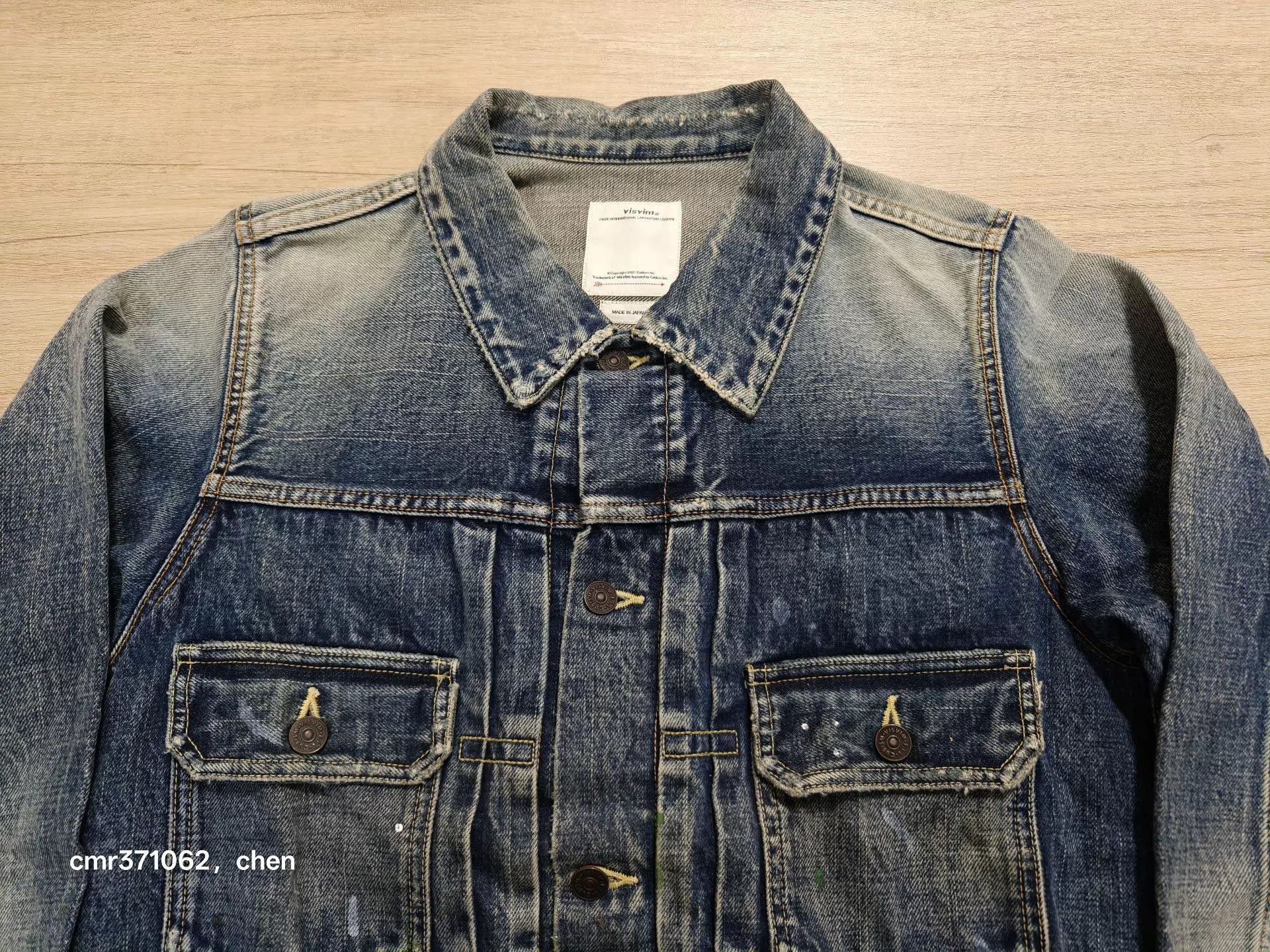 Visvim Blue Denim Jacket with Paint Splatter - Size M Size US M / EU 48-50 / 2 - 2 Thumbnail