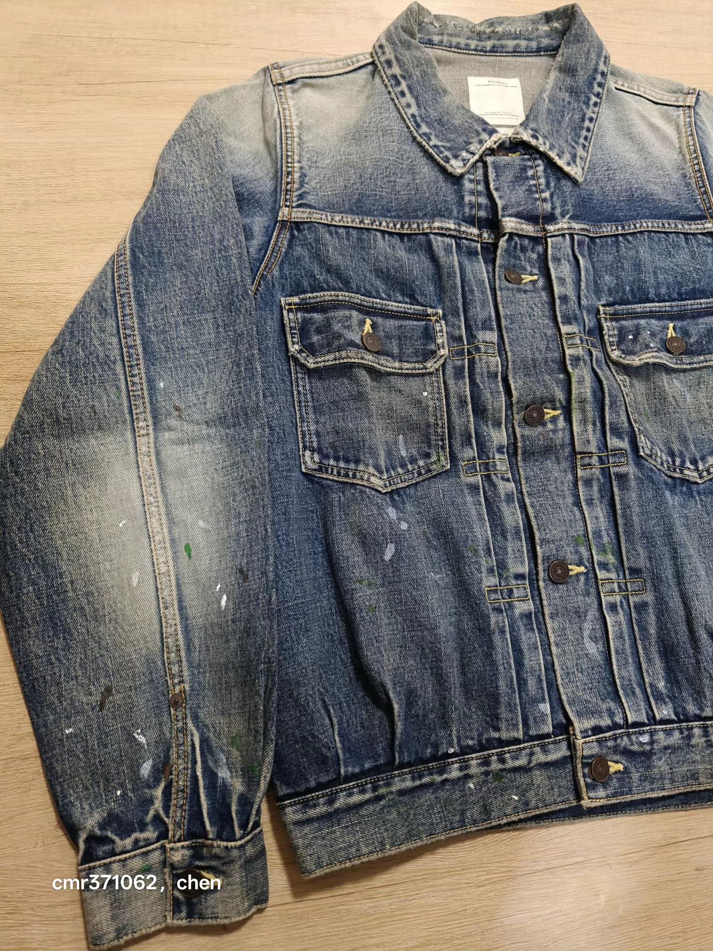 Visvim Blue Denim Jacket with Paint Splatter - Size M Size US M / EU 48-50 / 2 - 3 Thumbnail