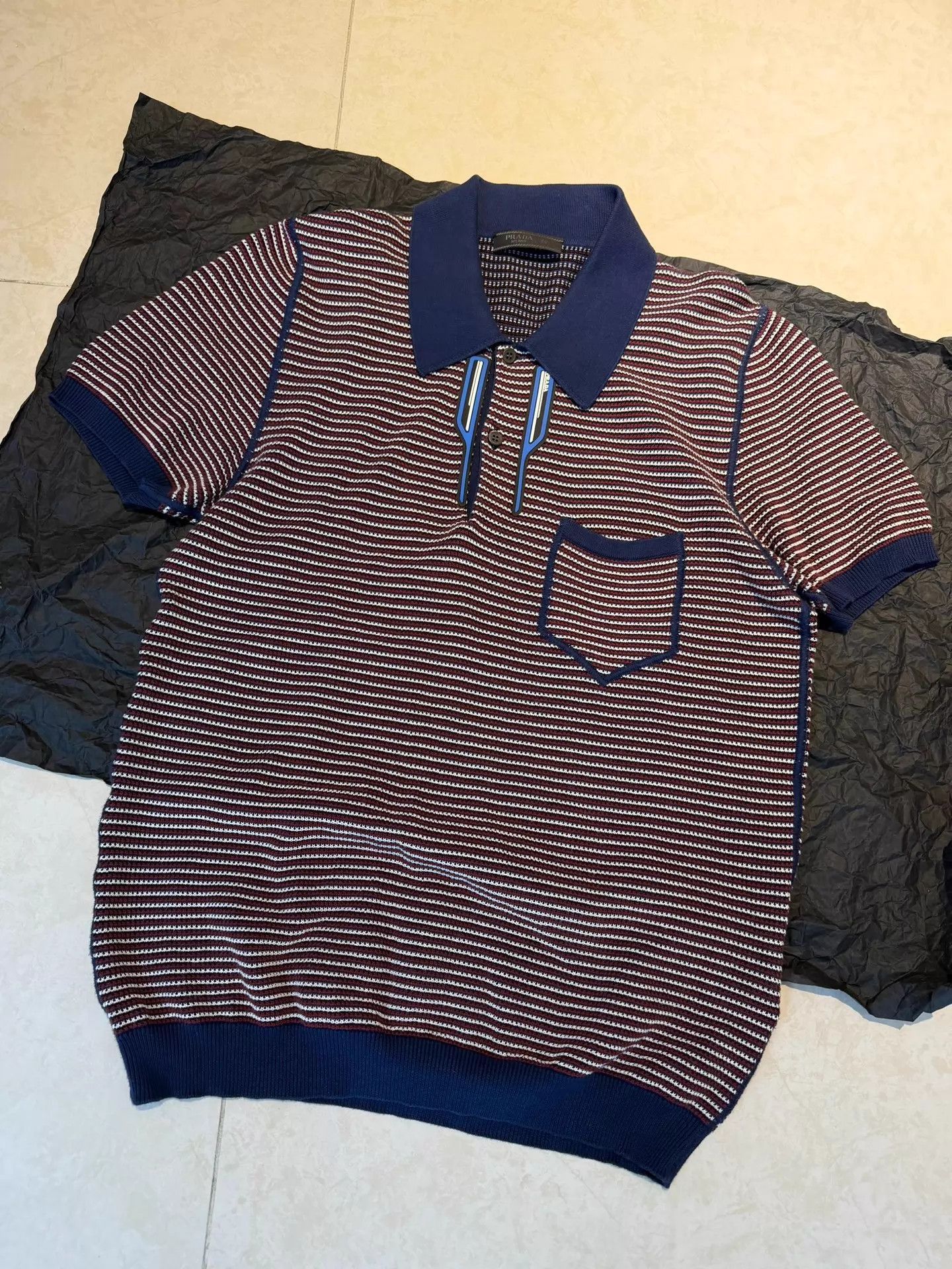 Prada Striped Short Sleeve Polo Shirt wxx Size US S / EU 44-46 / 1 - 1 Thumbnail
