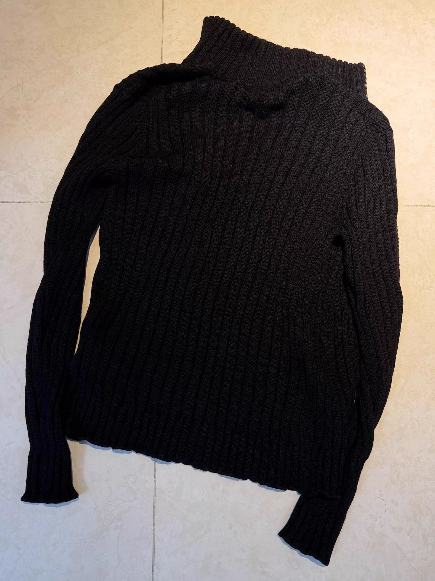 Prada Black Ribbed Zip-Up Sweater Size US M / EU 48-50 / 2 - 4 Thumbnail