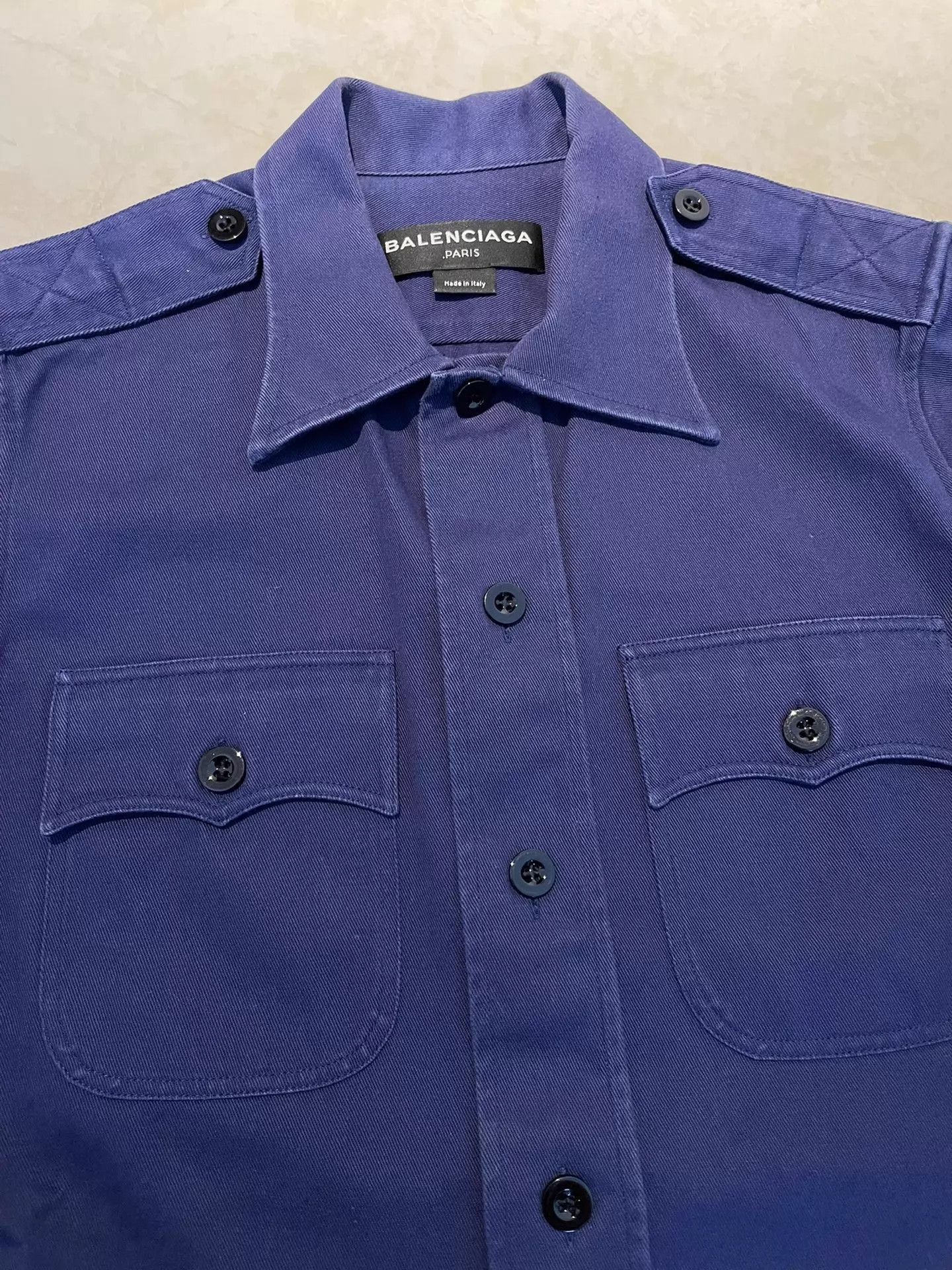 Balenciaga Blue Short Sleeve Button-Down Shirt Size US M / EU 48-50 / 2 - 2 Thumbnail
