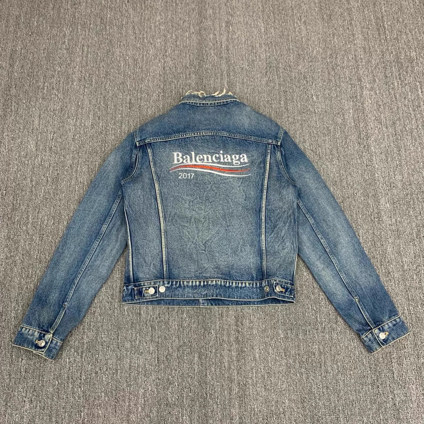 Balenciaga Blue Denim Jacket with Button Front Size US S / EU 44-46 / 1 - 2 Thumbnail