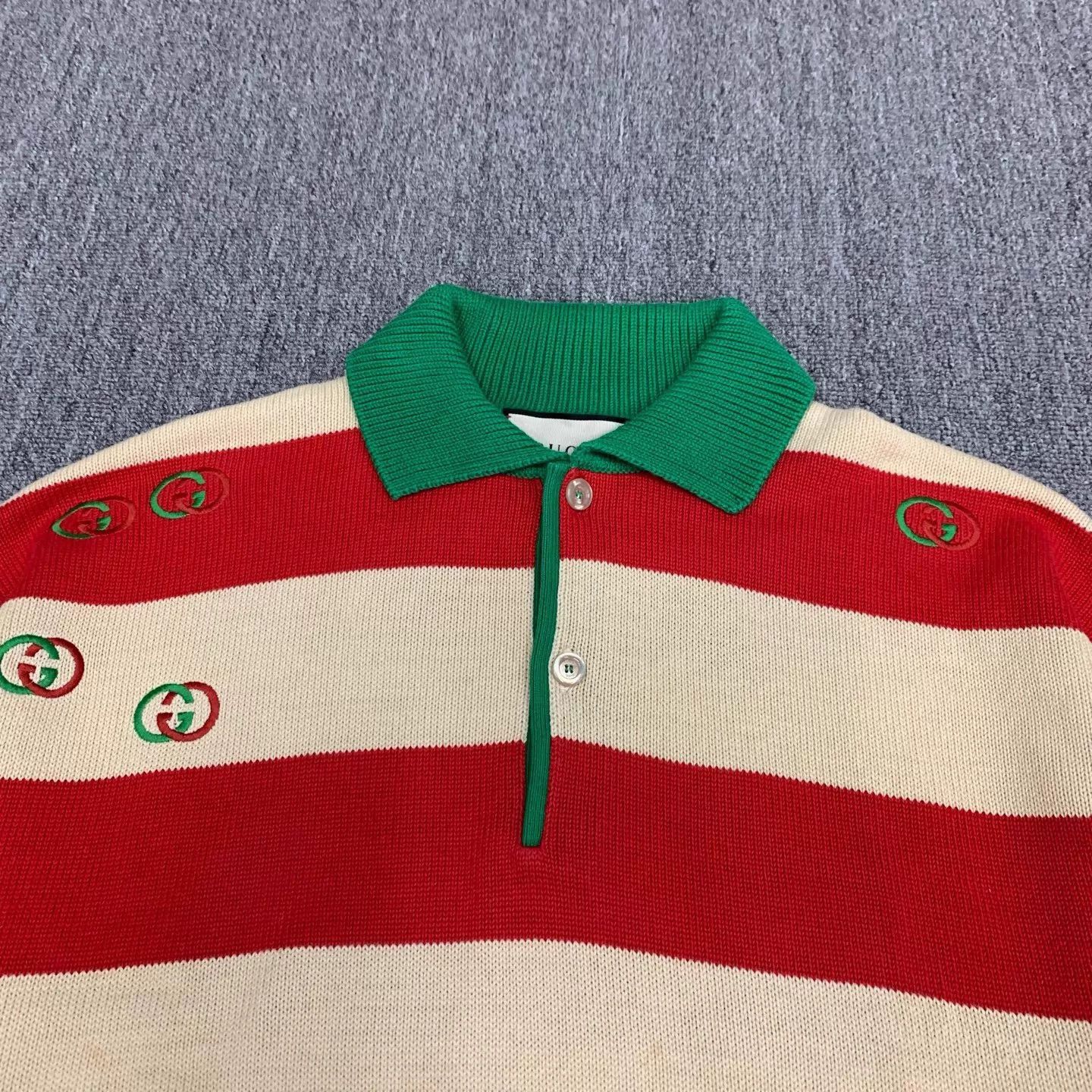 Gucci Multi Striped Logo Embroidered Long Sleeve Polo Size US XL / EU 56 / 4 - 7 Thumbnail