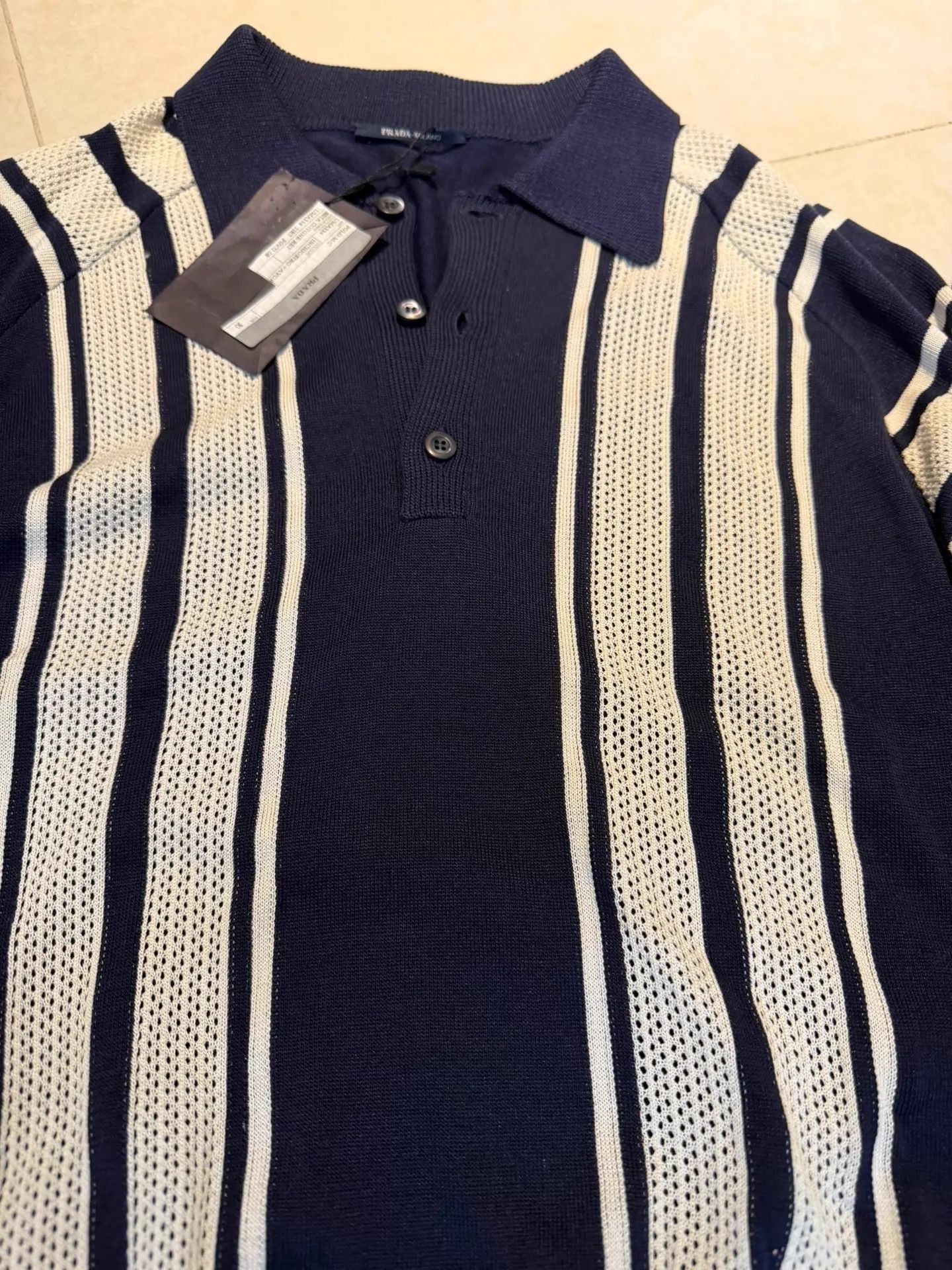 Prada Multi-Stripe Short Sleeve Polo Shirt Size US M / EU 48-50 / 2 - 2 Thumbnail
