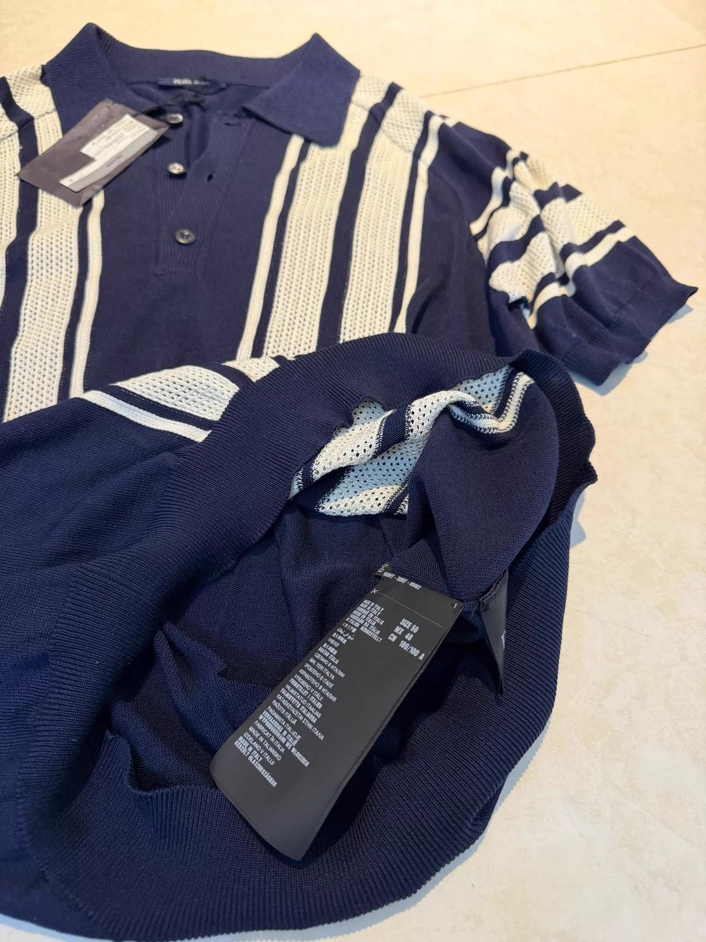 Prada Multi-Stripe Short Sleeve Polo Shirt Size US M / EU 48-50 / 2 - 3 Thumbnail