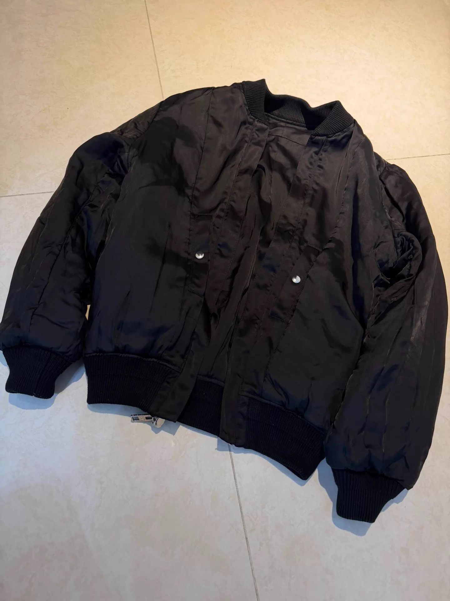 Givenchy Black Satin Bomber Jacket with Double Zippers Size US S / EU 44-46 / 1 - 3 Thumbnail