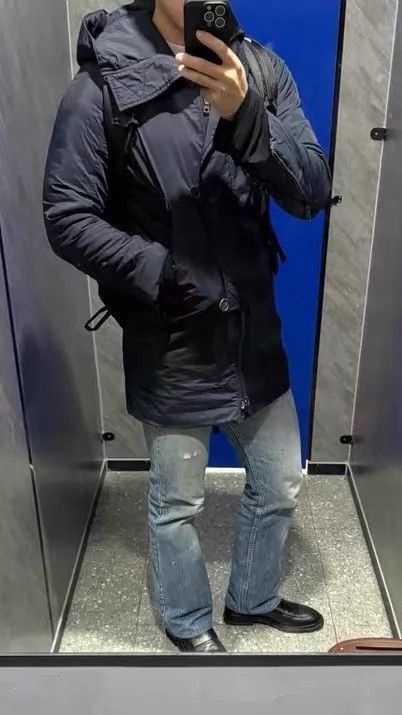 Prada Blue Hooded Long Coat with Zip and Button Closure Size US S / EU 44-46 / 1 - 8 Thumbnail
