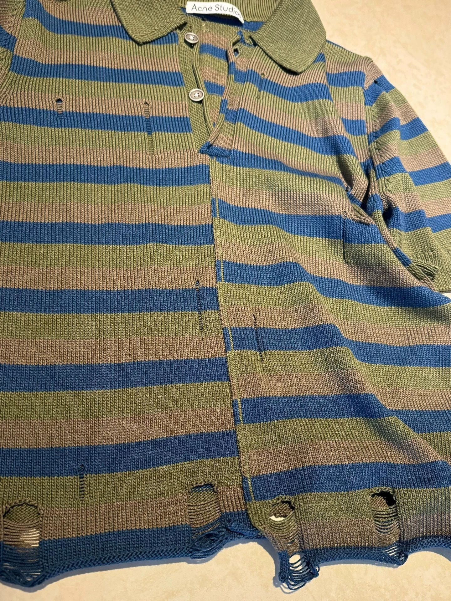 Acne Studios Multi Striped Short Sleeve Polo Shirt Size US S / EU 44-46 / 1 - 3 Thumbnail