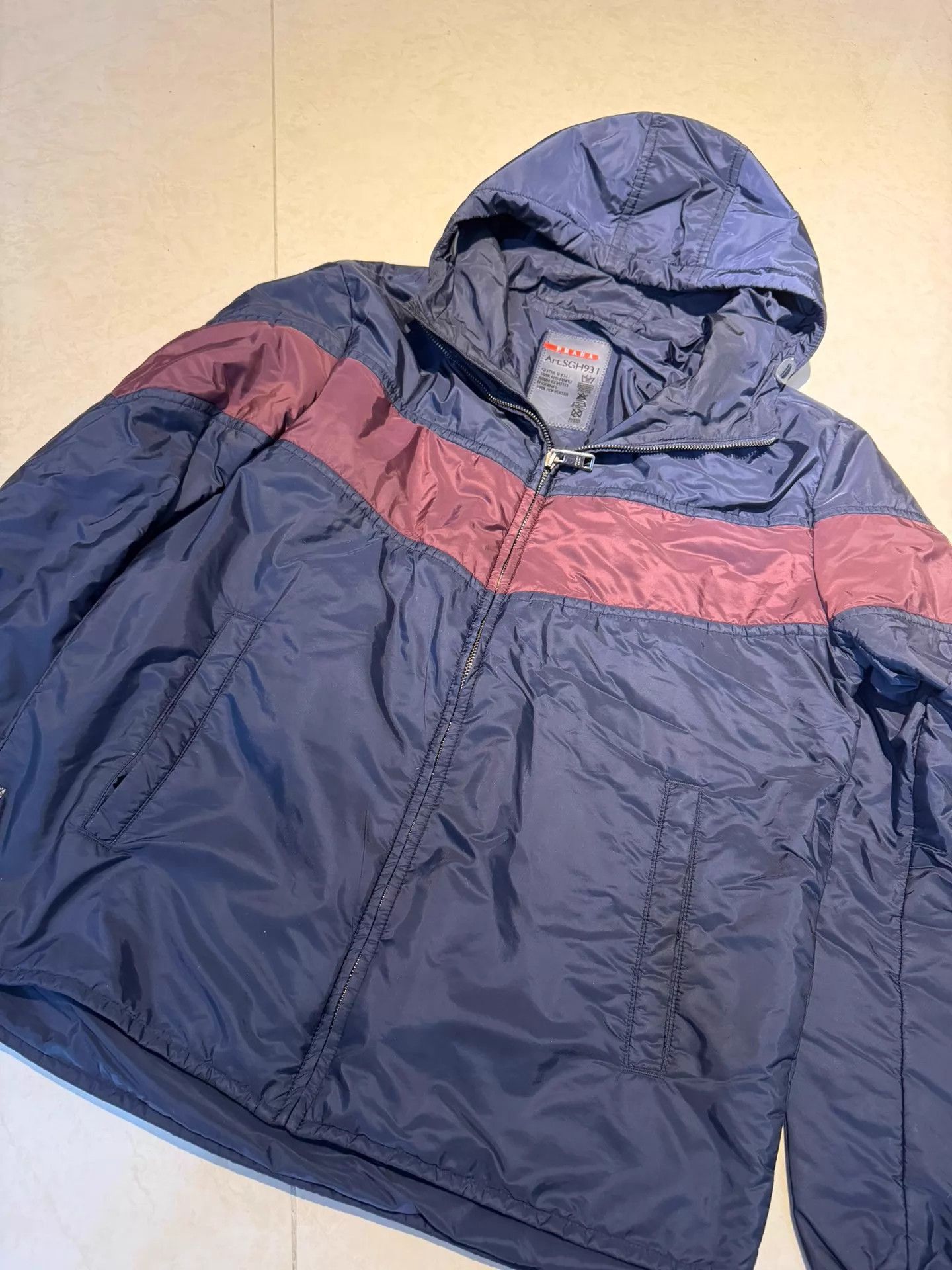 Prada Blue Hooded Jacket with Color Block Design Size US M / EU 48-50 / 2 - 2 Thumbnail