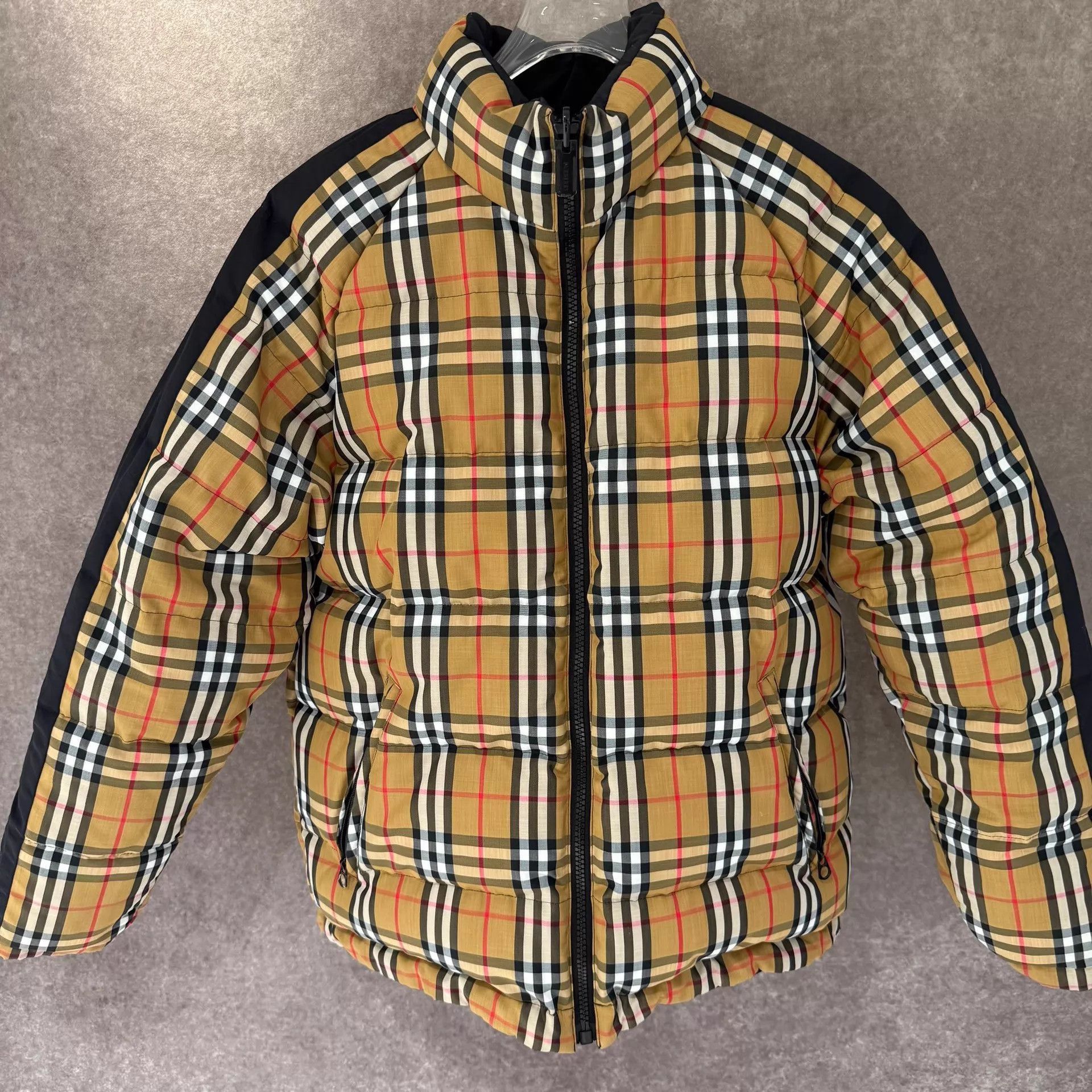 Burberry Black Padded Jacket with White Stripes and High Collar Size US S / EU 44-46 / 1 - 4 Thumbnail