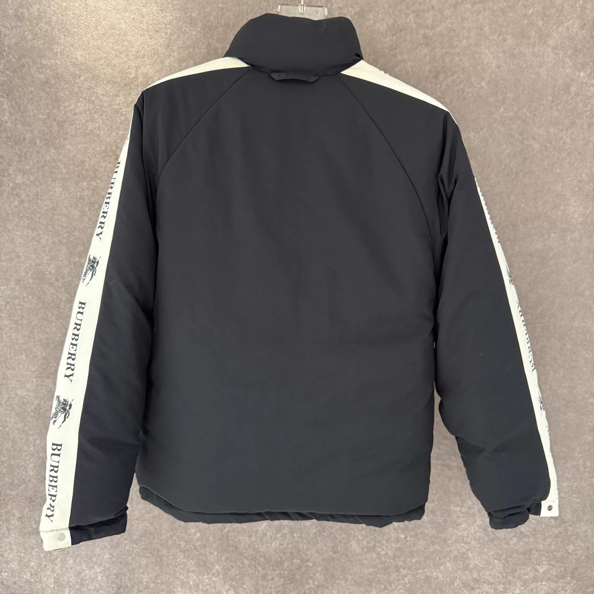 Burberry Black Padded Jacket with White Stripes and High Collar Size US S / EU 44-46 / 1 - 2 Thumbnail