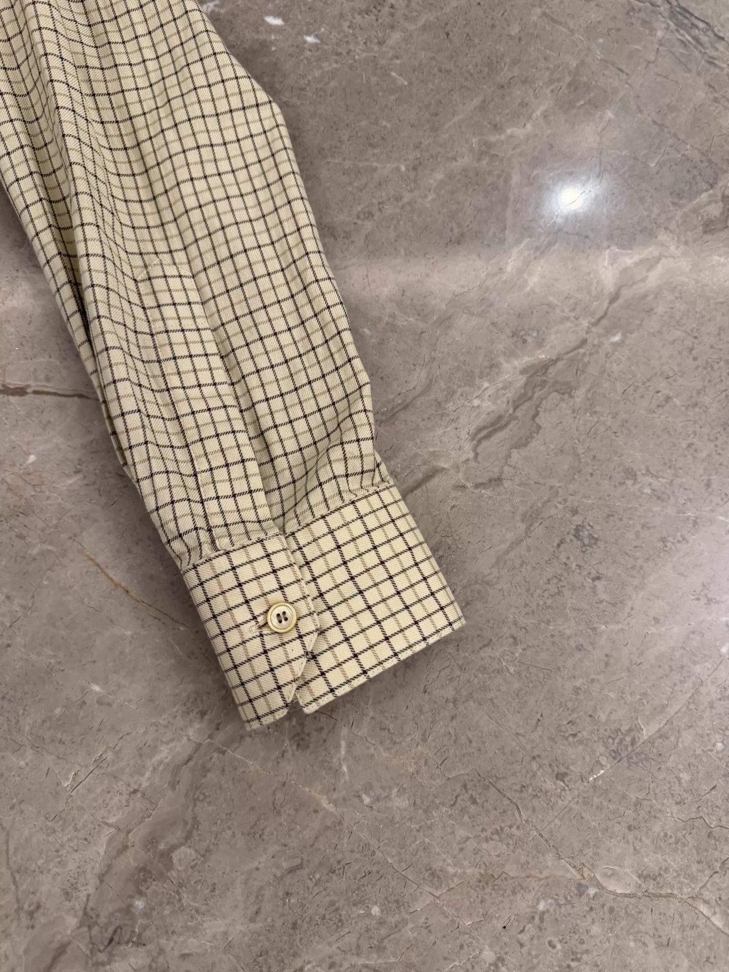 Celine Beige Checkered Long Sleeve Button-Up Shirt M Size US M / EU 48-50 / 2 - 6 Thumbnail