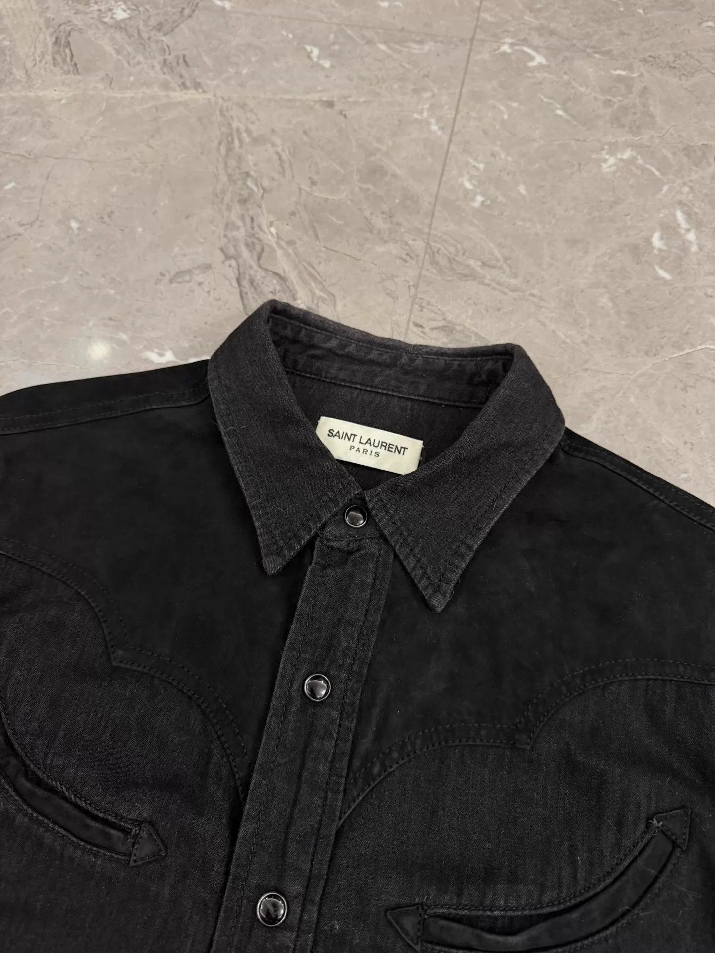 Saint Laurent Paris Black Long-Sleeve Button-Up Shirt Size M Size US M / EU 48-50 / 2 - 3 Thumbnail