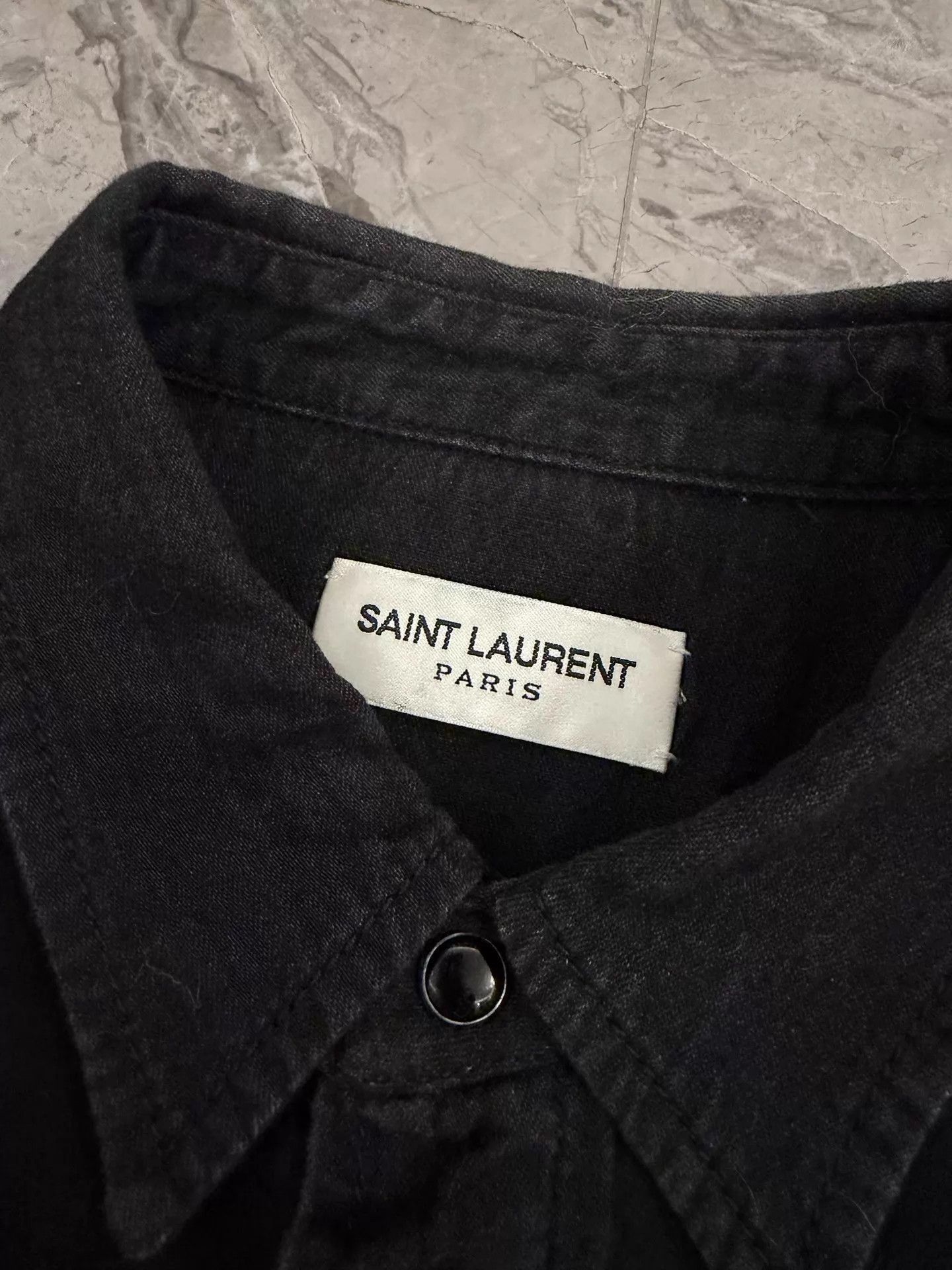 Saint Laurent Paris Black Long-Sleeve Button-Up Shirt Size M Size US M / EU 48-50 / 2 - 5 Thumbnail