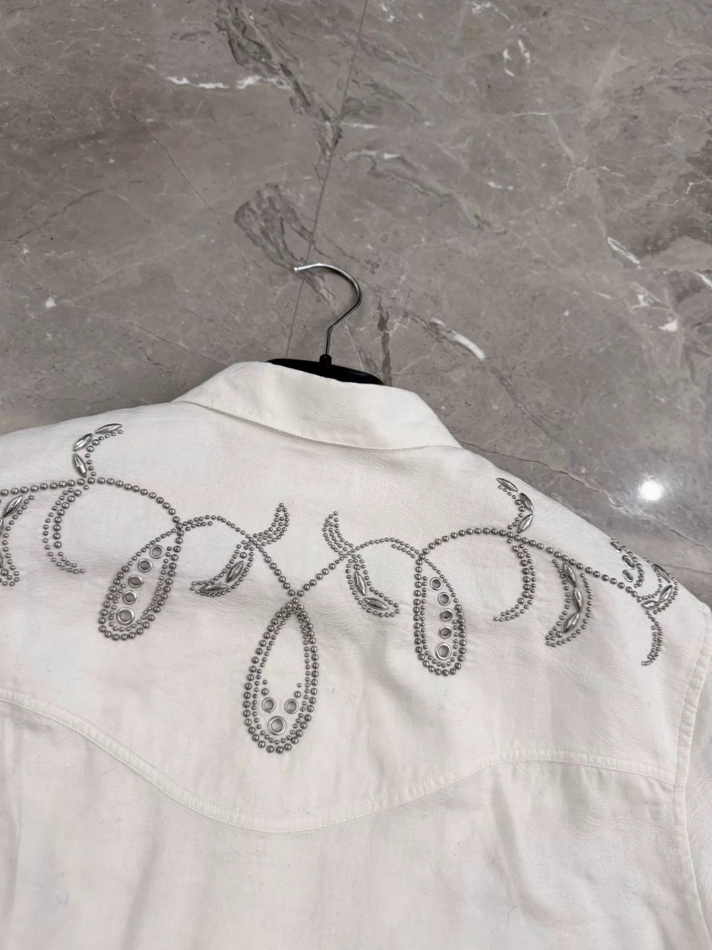 Saint Laurent Paris White Short Sleeve Embroidered Collar Shirt Size US M / EU 48-50 / 2 - 4 Thumbnail
