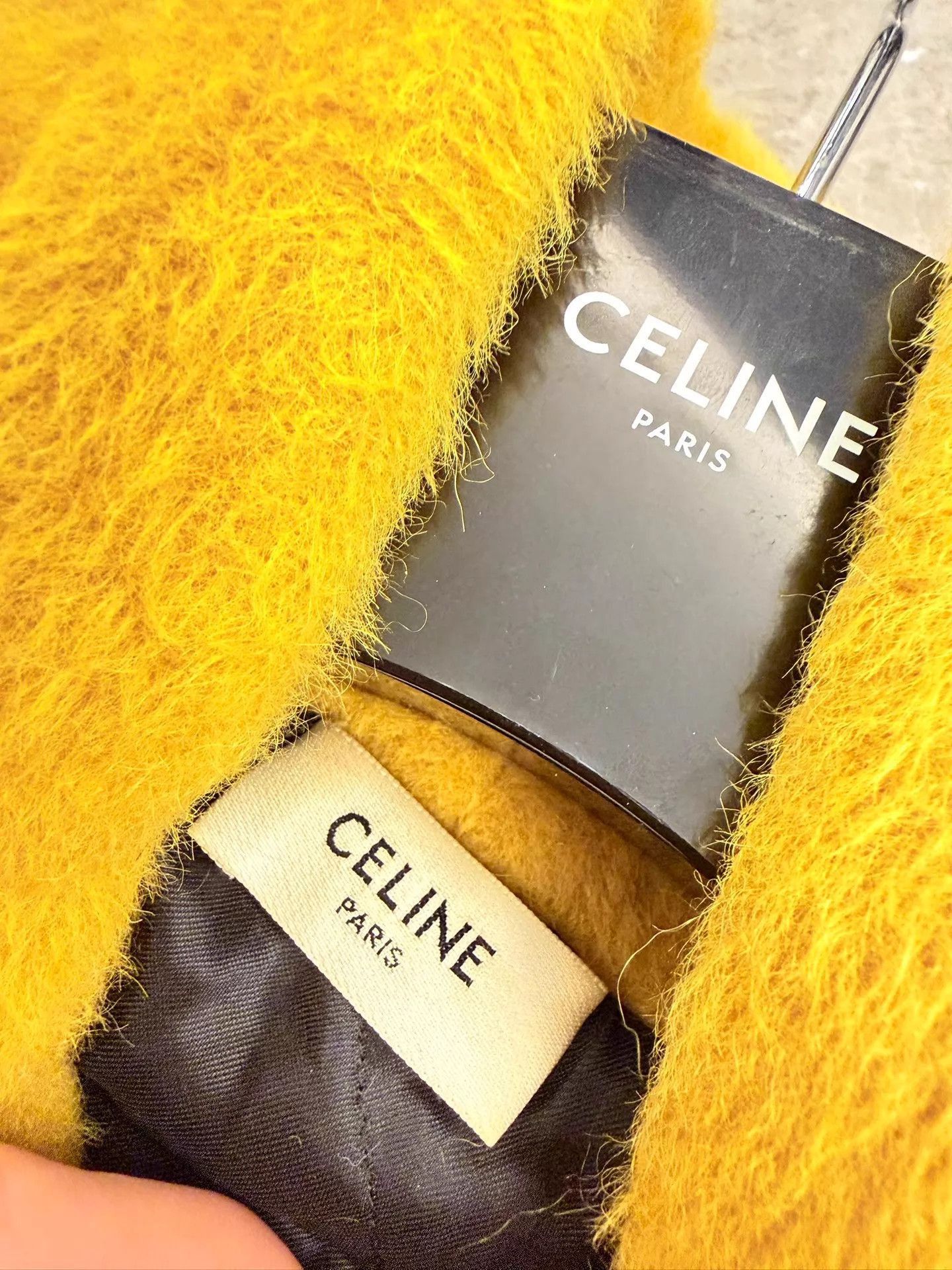 Celine Yellow Fuzzy Hoodie with Drawstring and Pouch Pocket Size US M / EU 48-50 / 2 - 8 Thumbnail