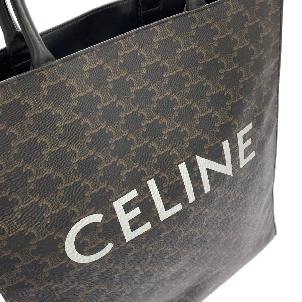 Celine Celine Celine Vertical Cabas Triomphe Canvas Calf Tote Bag Leather Tote Bag 190972BRJ DUTY FREE for USA Size ONE SIZE - 4 Thumbnail