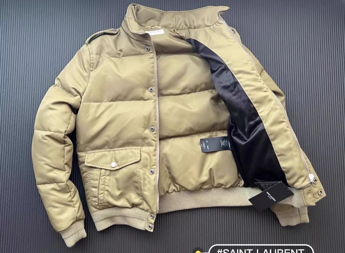 Saint Laurent Paris Green Puffer Jacket with High Collar - Size M Size US M / EU 48-50 / 2 - 7 Thumbnail