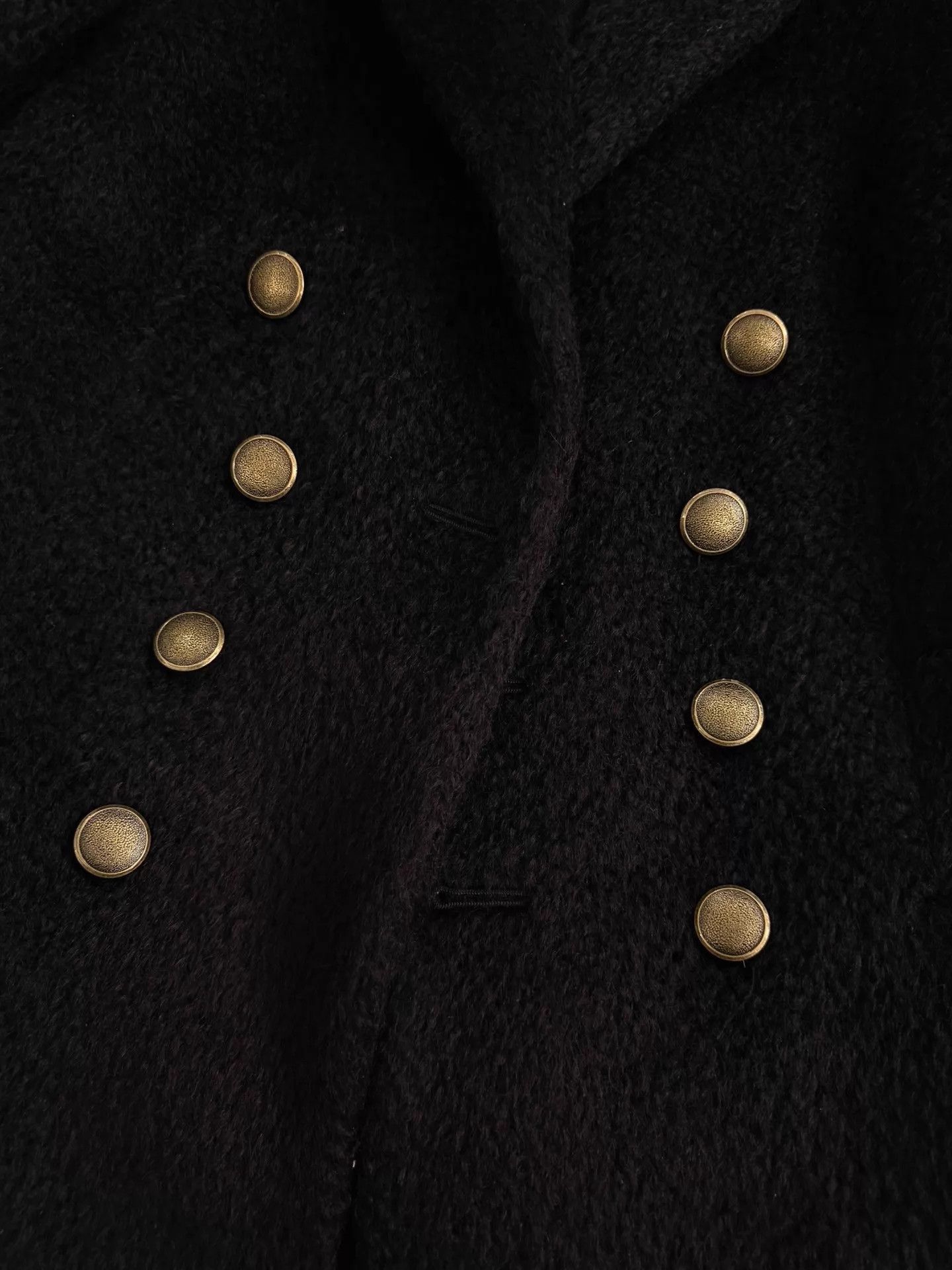Saint Laurent Paris Black Textured Double-Breasted Long Coat Size US S / EU 44-46 / 1 - 4 Thumbnail