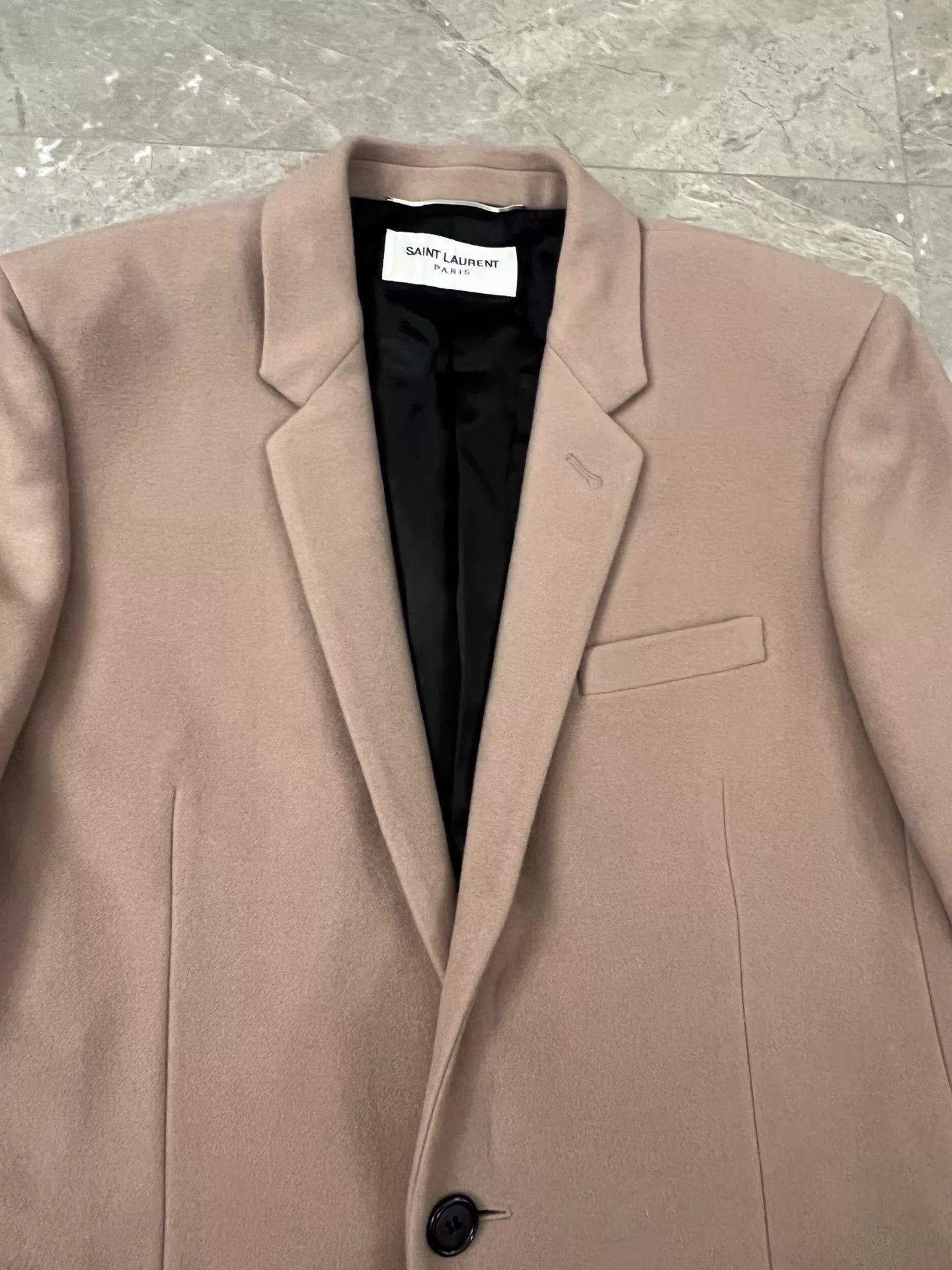 Saint Laurent Paris Long Single-Breasted Coat with Button Cuffs Size US L / EU 52-54 / 3 - 8 Thumbnail