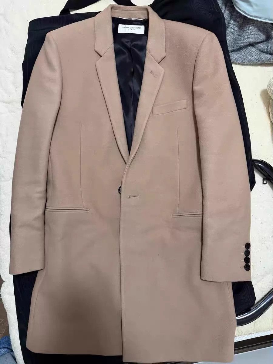 Saint Laurent Paris Long Single-Breasted Coat with Button Cuffs Size US L / EU 52-54 / 3 - 2 Thumbnail