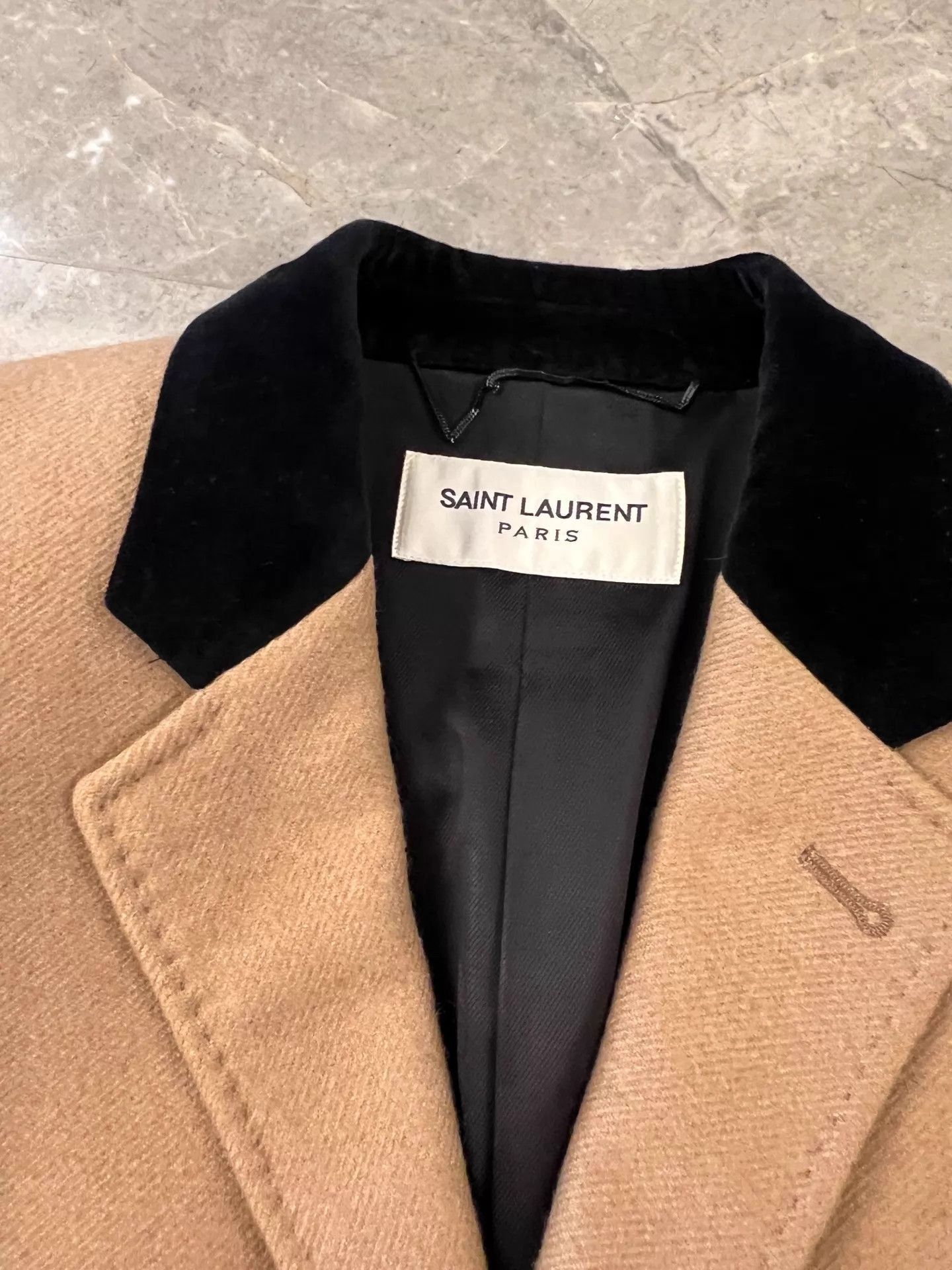 Saint Laurent Paris Beige Long Coat with Button Closure - Size M Size US M / EU 48-50 / 2 - 6 Thumbnail