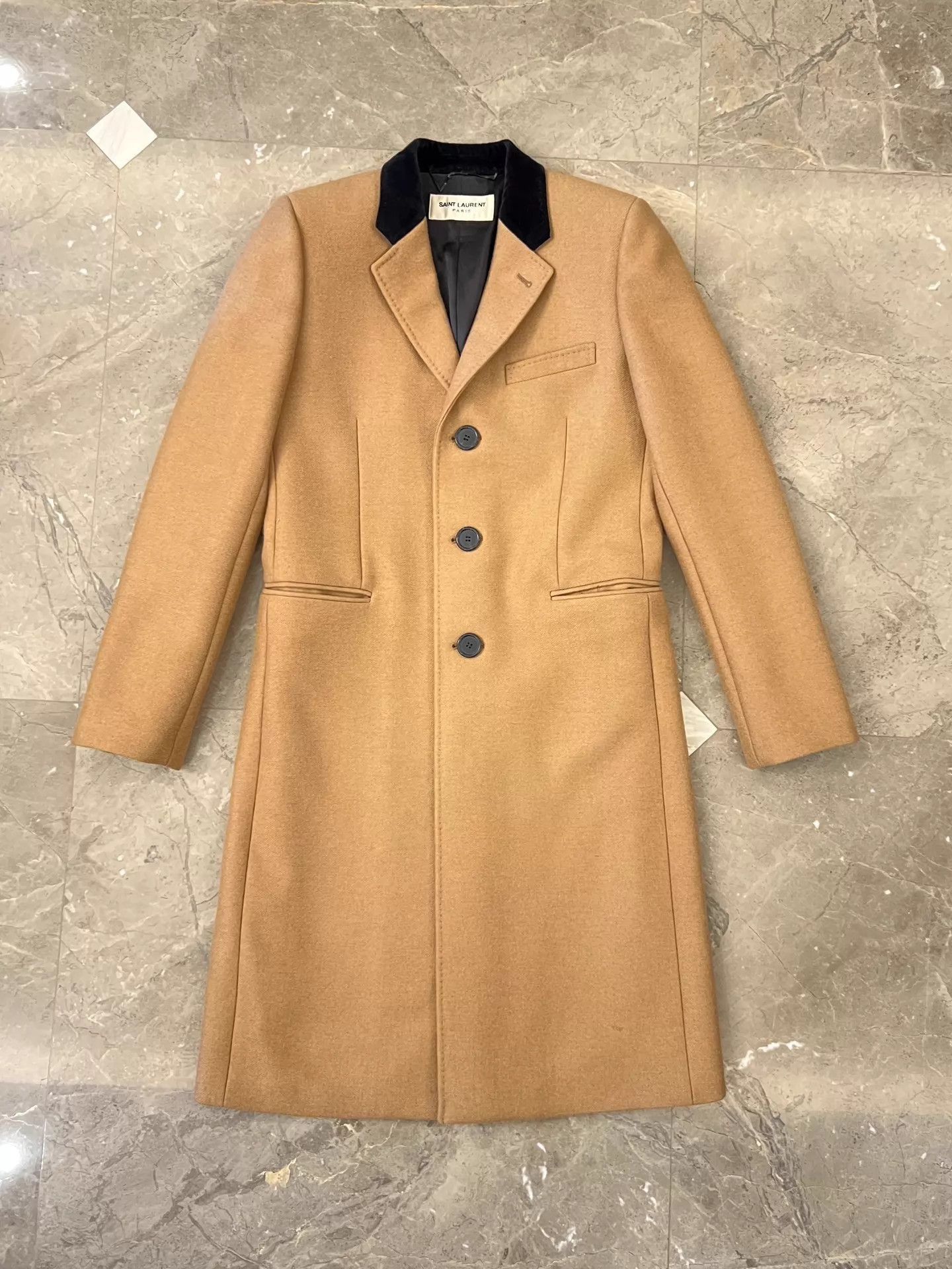 Saint Laurent Paris Beige Long Coat with Button Closure - Size M Size US M / EU 48-50 / 2 - 3 Thumbnail