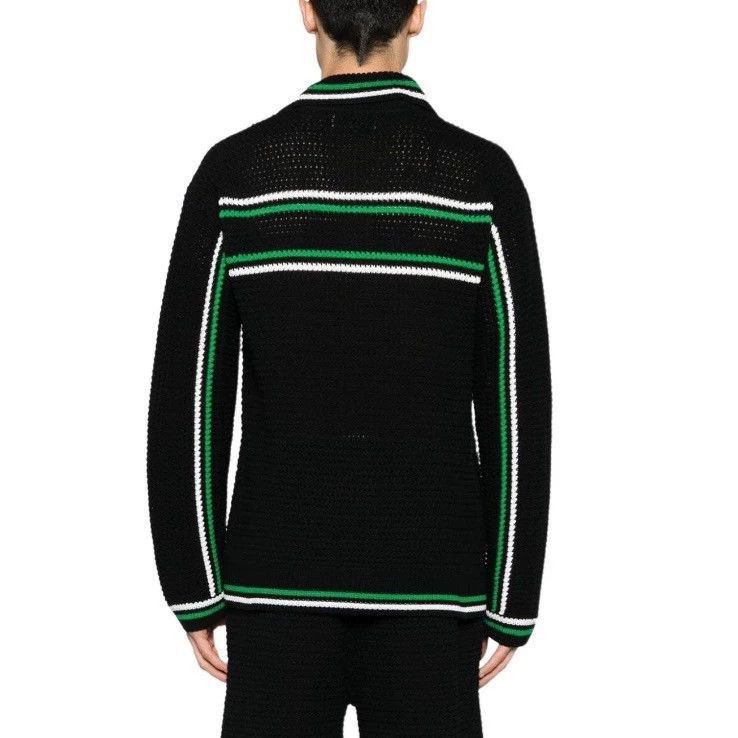 Casablanca Black Striped Knit Button-Up Cardigan Size US L / EU 52-54 / 3 - 7 Thumbnail