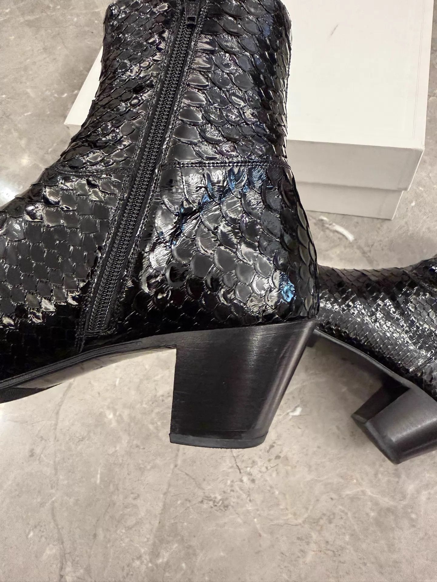 Celine Black Snakeskin Pattern Ankle Boots Size 9 Size US 9 / EU 42 - 8 Thumbnail