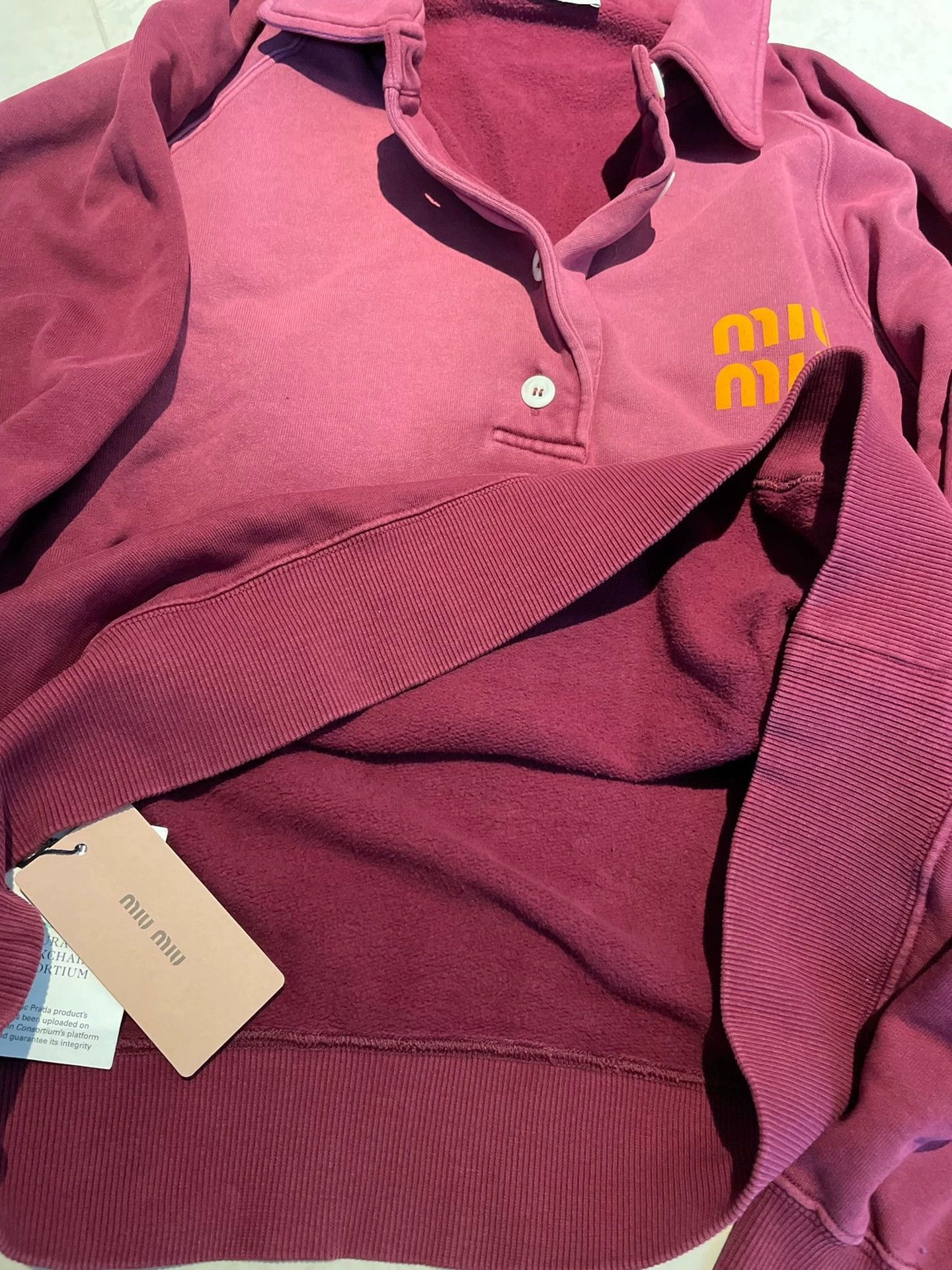 Miu Miu Red Long Sleeve Polo Top Size XS Size US XS / EU 42 / 0 - 2 Thumbnail