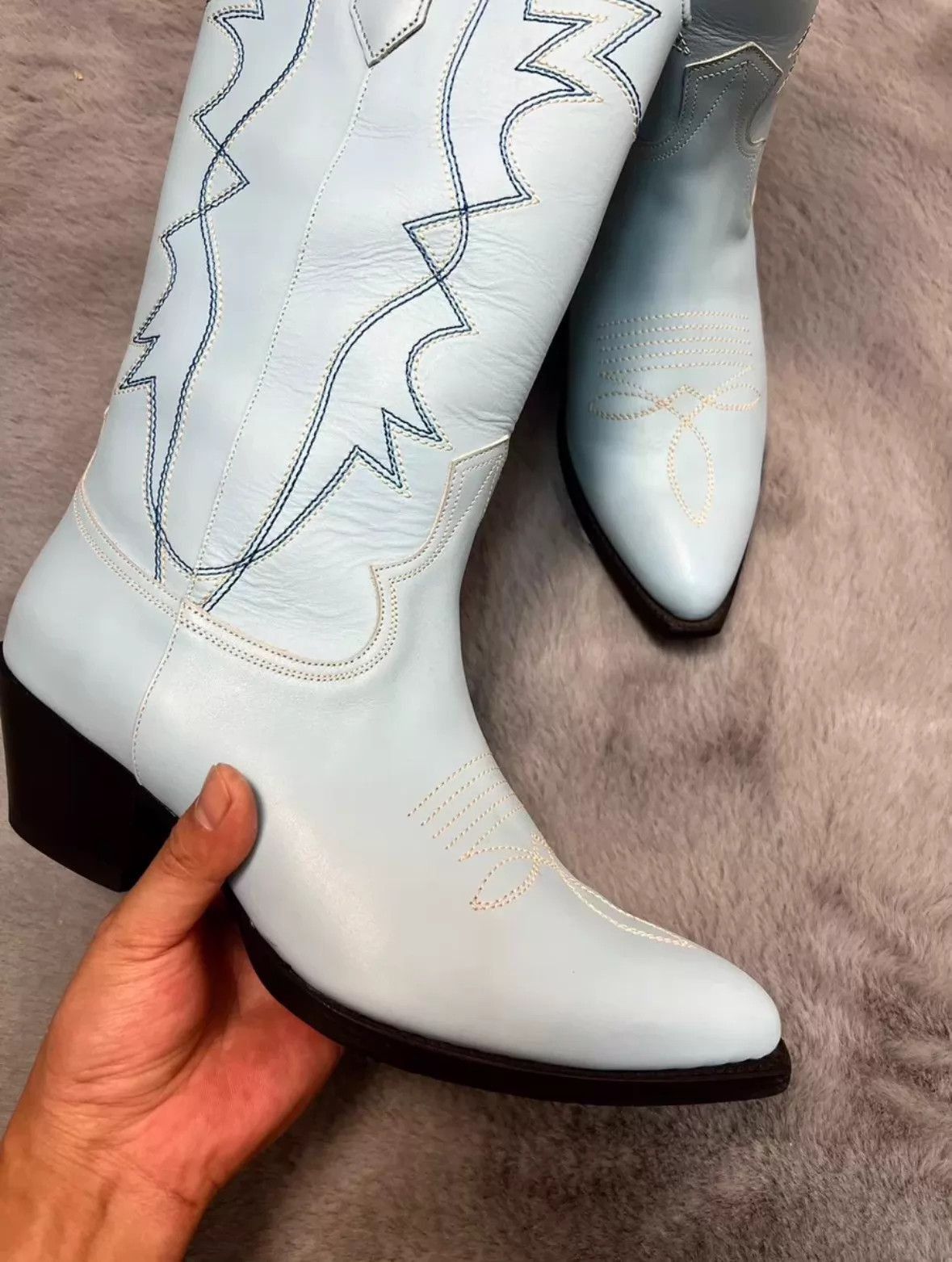 Celine Blue Embroidered Cowboy Boots Size 9 Size US 9 / EU 42 - 2 Thumbnail