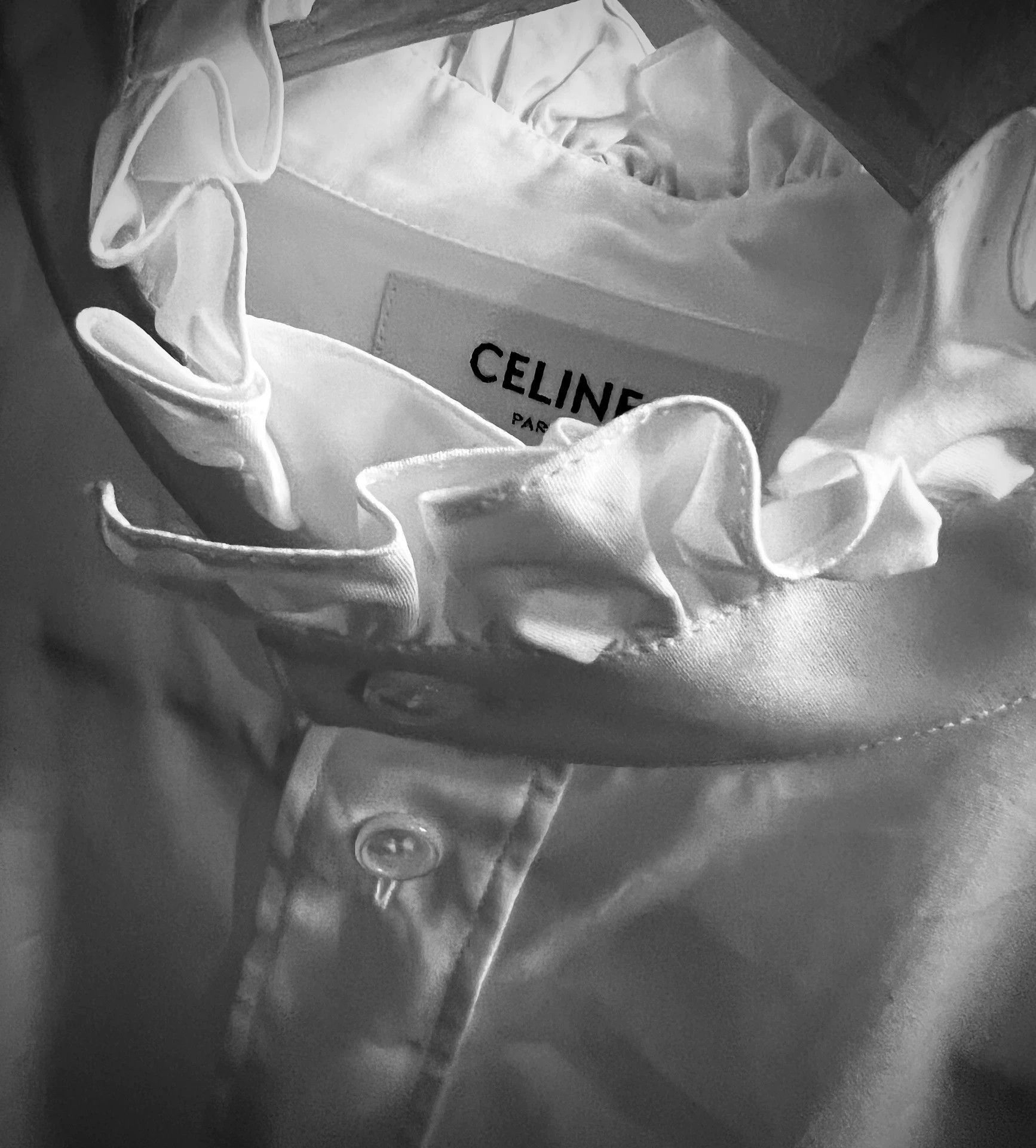 Celine White Ruffled Collar Long Sleeve Button-Up Shirt Size US M / EU 48-50 / 2 - 2 Thumbnail