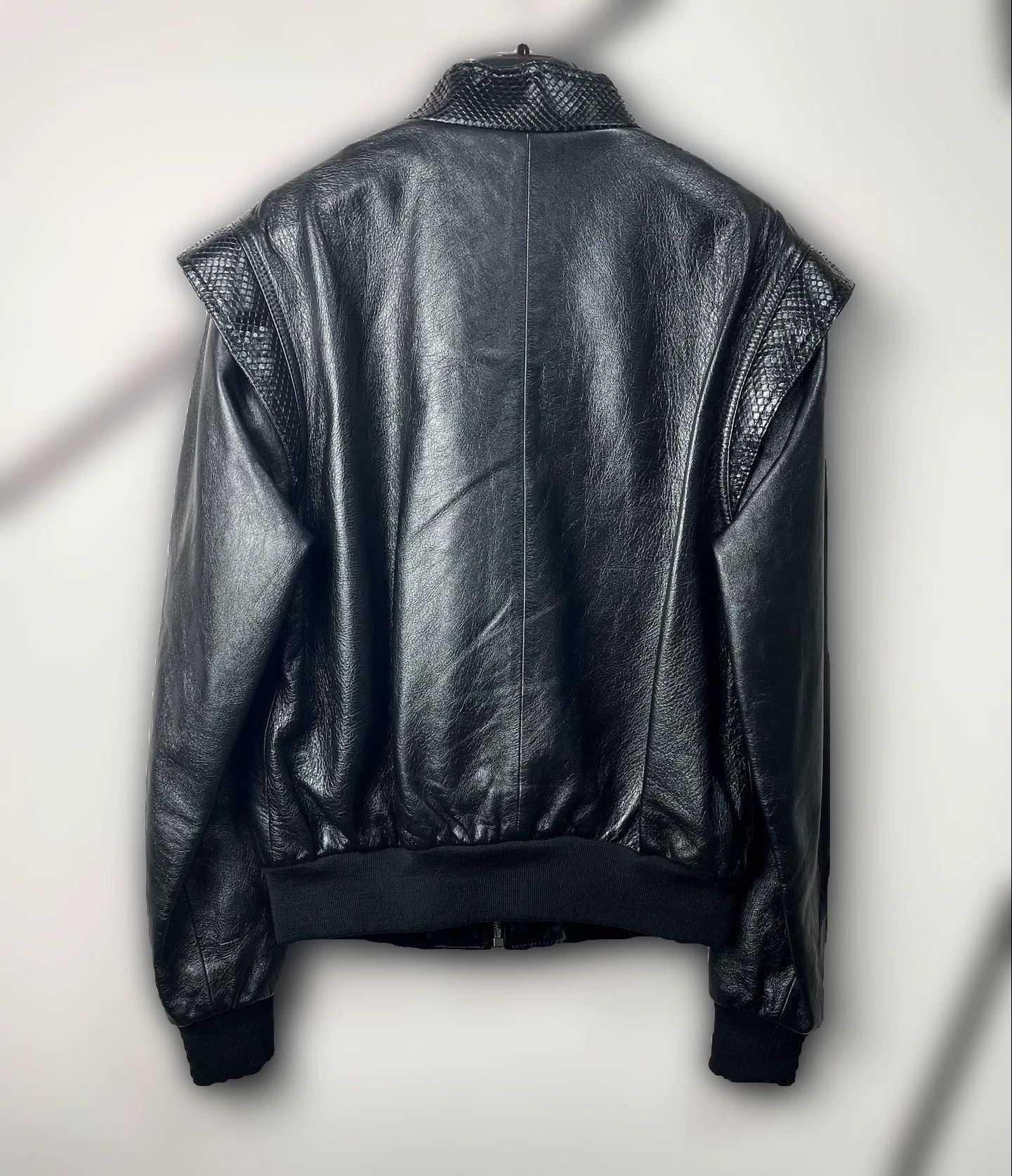 Celine Black Leather Jacket with Snakeskin Accents Size US M / EU 48-50 / 2 - 2 Thumbnail