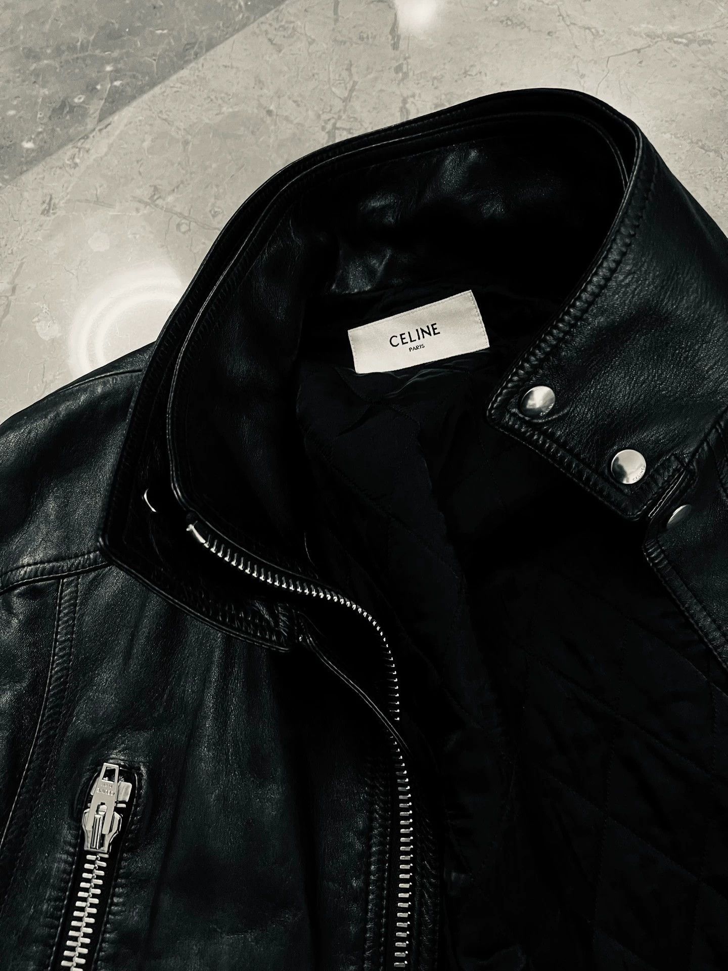 Celine Black Leather Vest with Zip Pockets Size US M / EU 48-50 / 2 - 2 Thumbnail