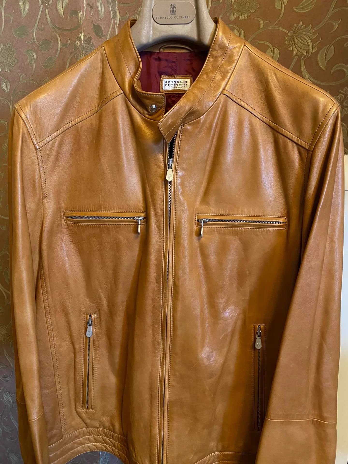 Brunello Cucinelli Brown Leather Jacket with Zip Pockets - Size M Size US M / EU 48-50 / 2 - 2 Thumbnail