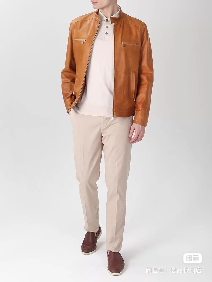 Brunello Cucinelli Brown Leather Jacket with Zip Pockets - Size M Size US M / EU 48-50 / 2 - 5 Thumbnail