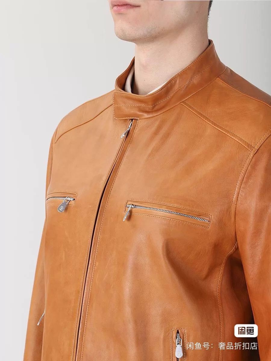 Brunello Cucinelli Brown Leather Jacket with Zip Pockets - Size M Size US M / EU 48-50 / 2 - 4 Thumbnail