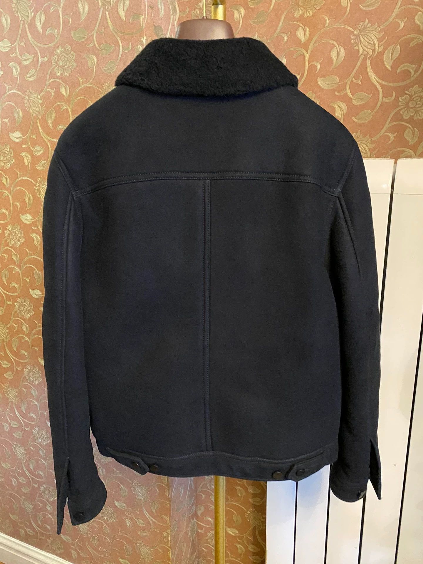 Alfred Dunhill Black Fleece Collar Button-Up Denim Jacket Size US S / EU 44-46 / 1 - 4 Thumbnail
